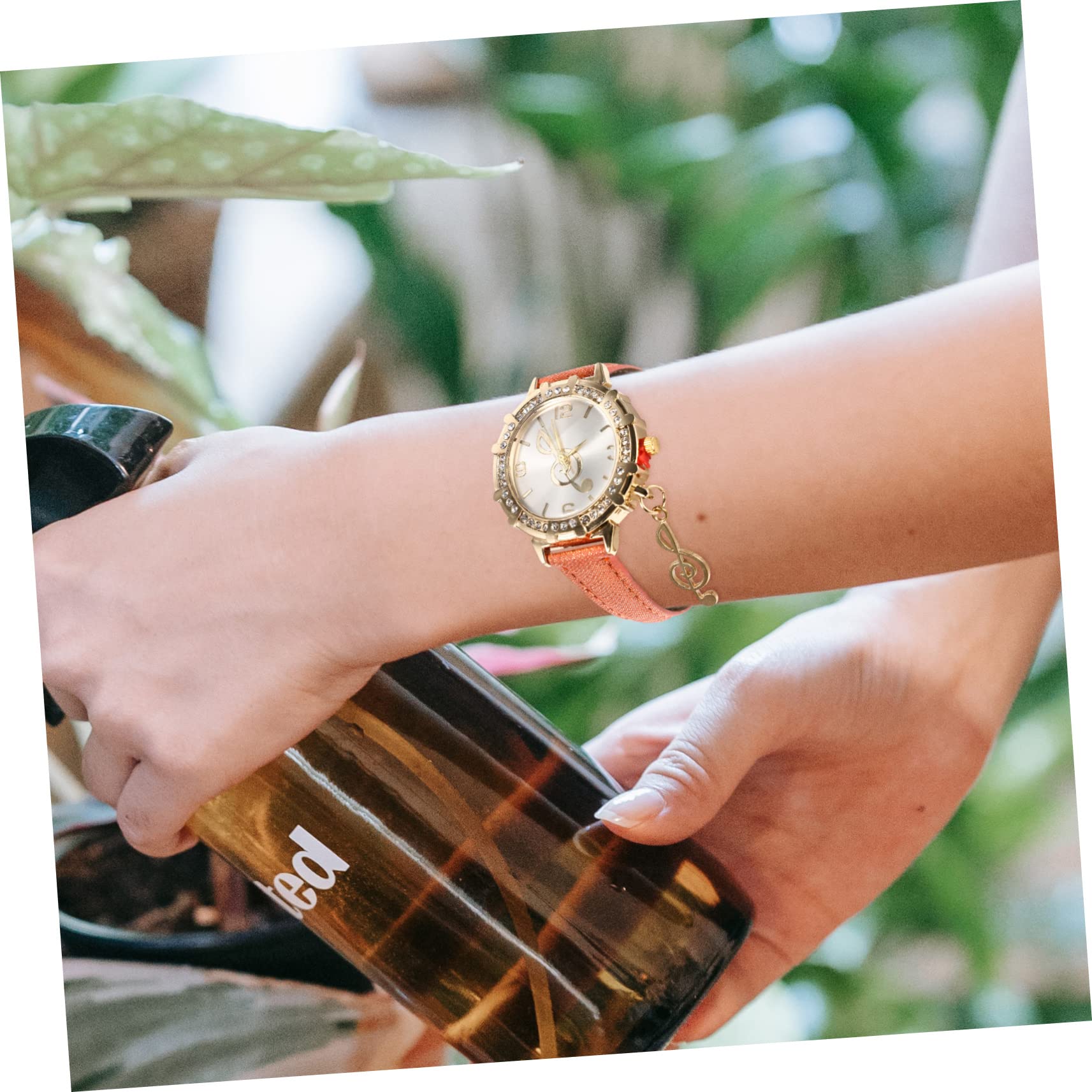 ifundom 3 Piezas Cinturón Reloj De Diamantes Relojes De Mujer Reloj De Pulsera De Mujer Reloj De Pulsera De Metal Relojes De Banda De Cuero Tipo De Movimiento Cuarzo Chica Ropa De