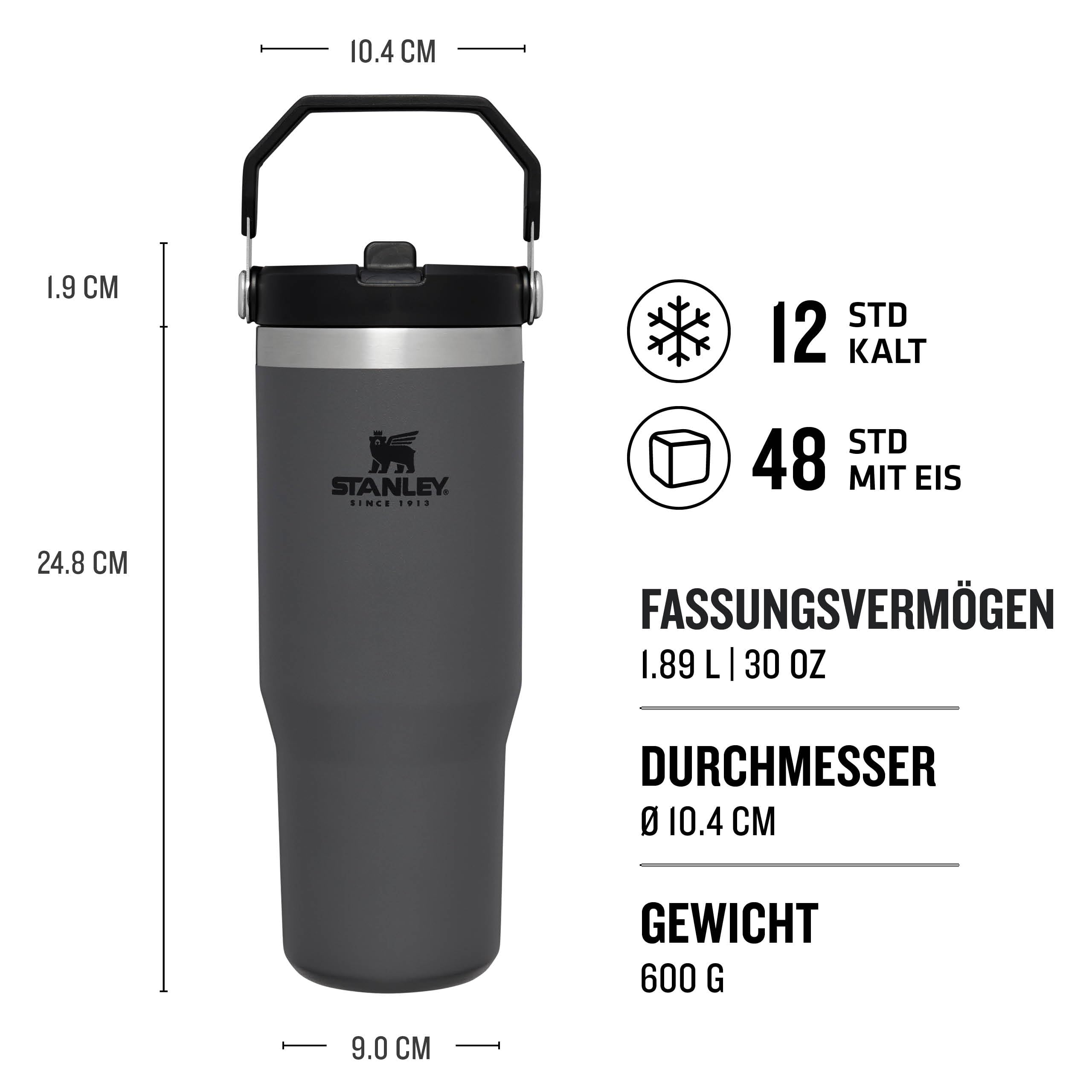 Stanley IceFlow Flip Straw Trinkflasche mit Strohhalm 0.89L & Quick Flip Trinkflasche Edelstahl 1.06L - Hält 18+ Stunden Kalt