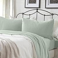 Vista 103 de Great Bay Home Cotton Jersey Knit Twin Sheet Set - Ultra-Soft, Stretchy, Heathered Melange Denim Blue Bed Sheets - Cozy, Soft T-Shirt Sheet &