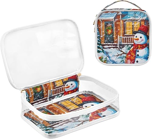Miniatura 6 de DOMIKING Christmas Snowman Snowy Clear Makeup Bags for Women Men Portable Cosmetic Organizer Pouch Travel Toiletry Storage Bag for Daily Travel Gym