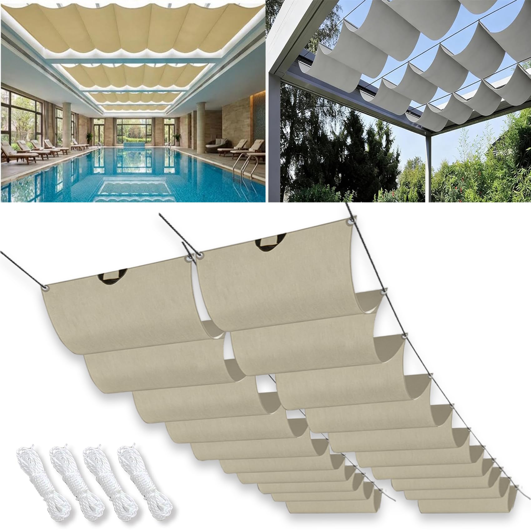 Voile d'ombrage rétractable pour gazebo et repas de jardin