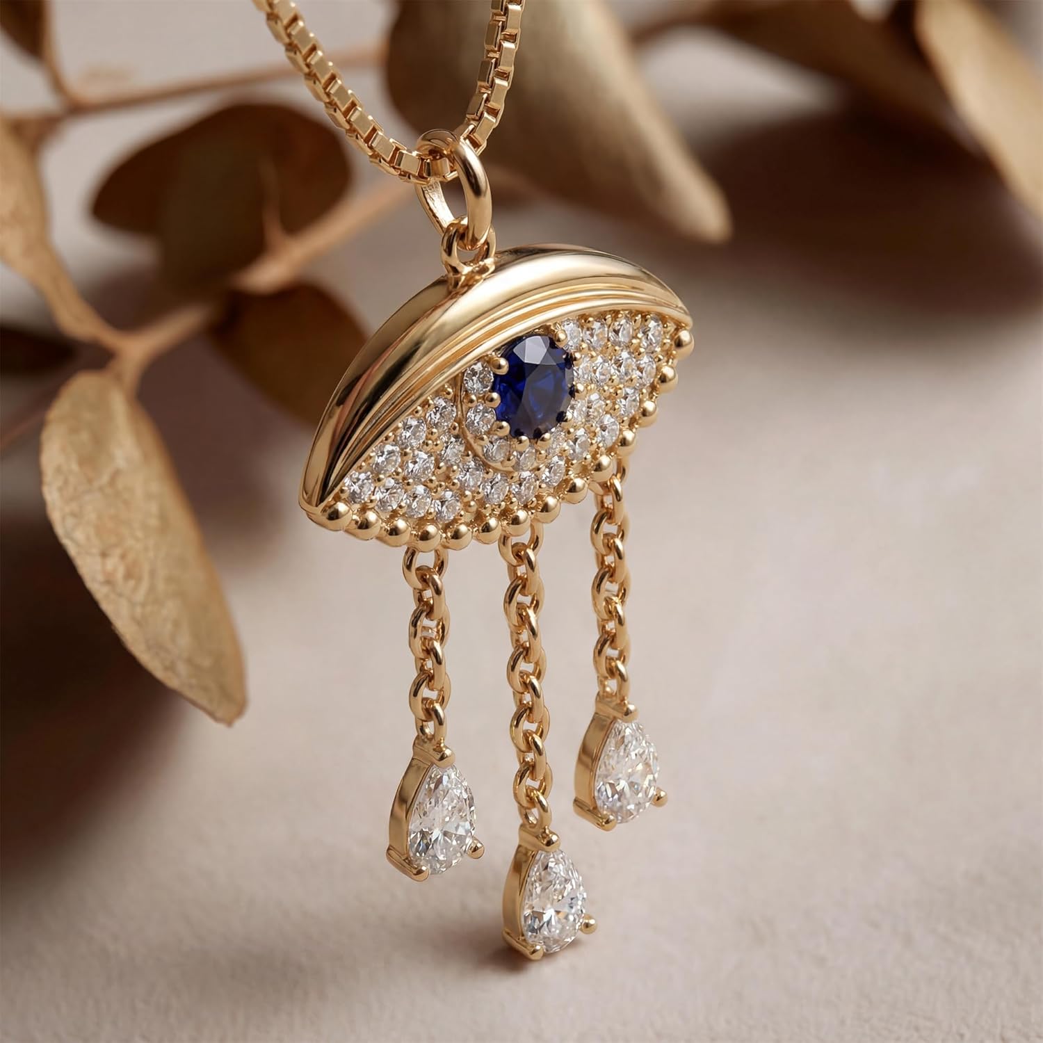 Dremmy Studios Cross Pendant Necklace for Women 14K Gold Plated Cubic Zirconia Evil Eye Butterfly Angel Wing Disc Coin Necklace Minimalist Religious Faith Jewelry Gift for Women - Image 6