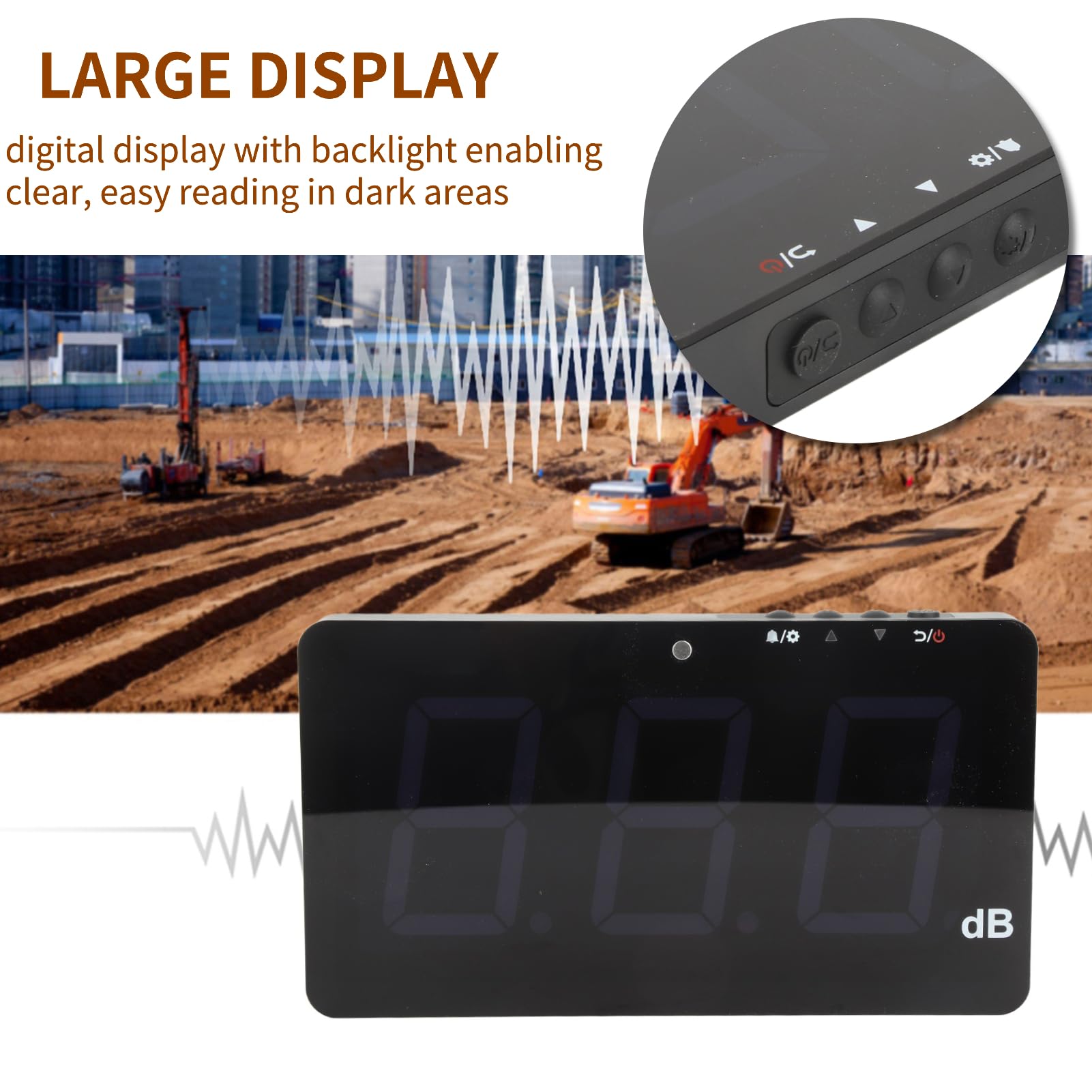Klangpegel Messgerät, Digital Decibel Meter Wall Hanging großer LCD -Display -Geräuschstester für Klassenzimmer, Studio, Zuhause, Fabrik