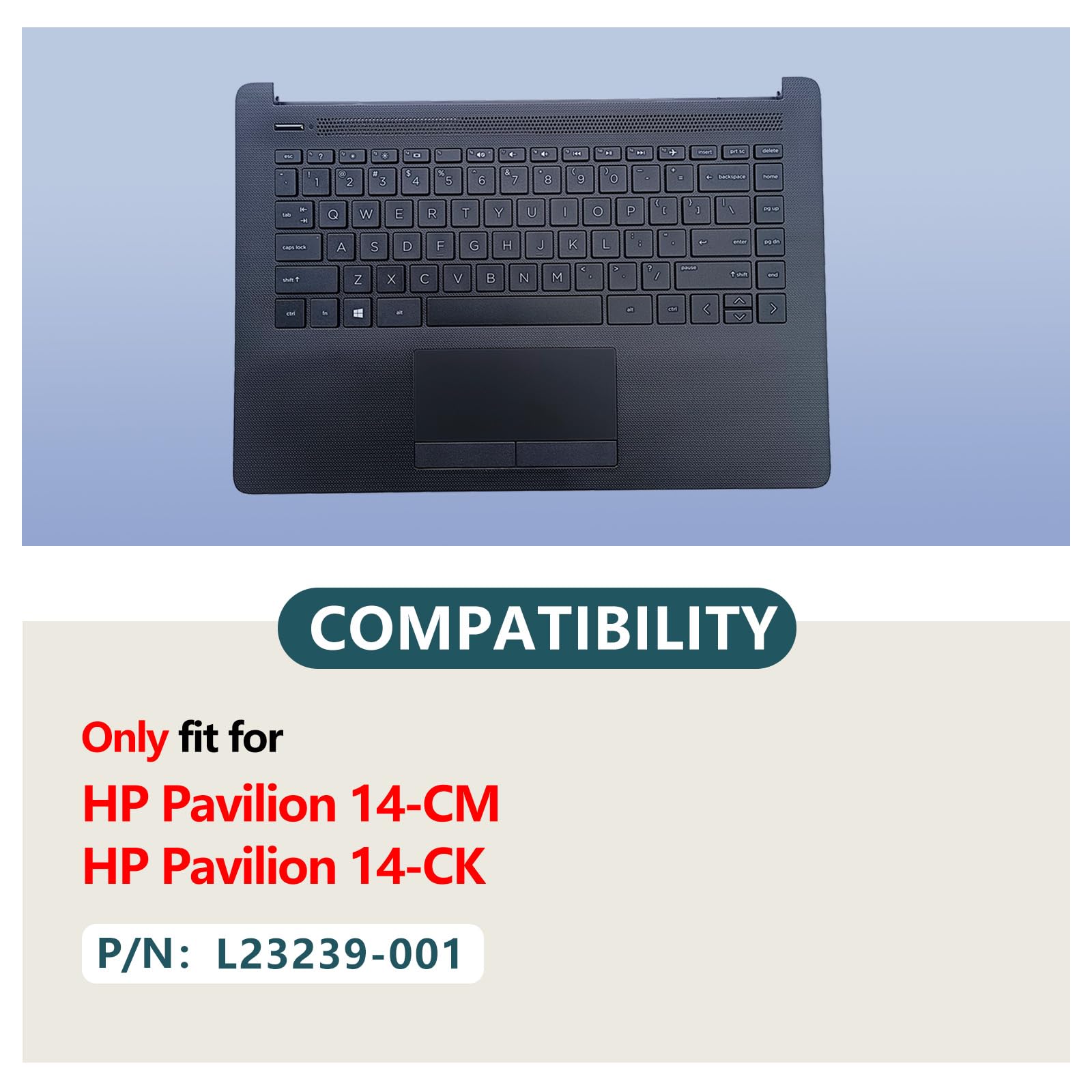 Black Palmrest With US Keyboard & Touchpad For HP 14-ck0018la, 14-CM, 14-CK Laptops – Part L23239-001 9 thumbnail image