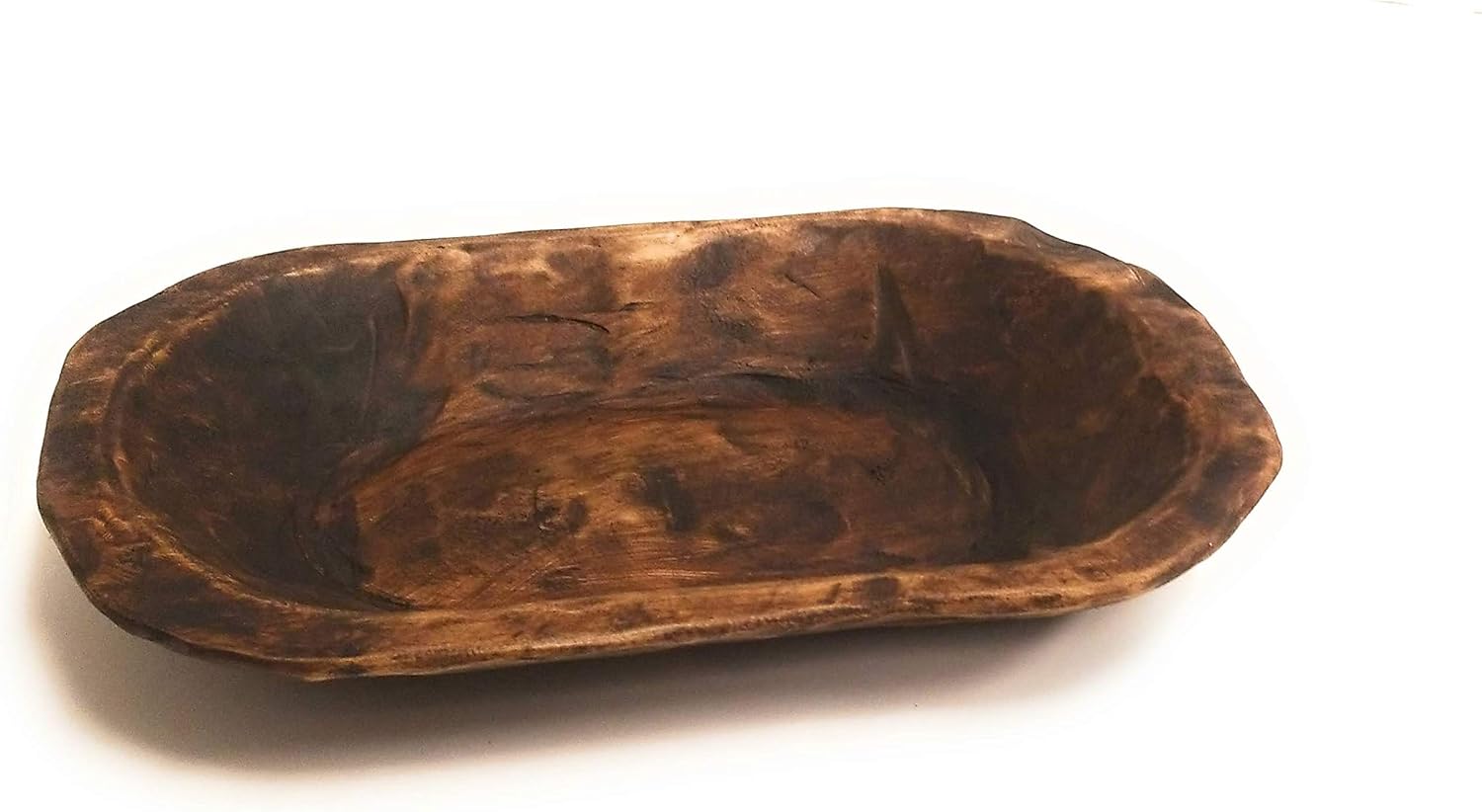 13"-15" Medium Dark Farmhouse Brown Weston Dough Bowl Wood Bowl