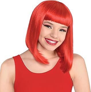 Amscan 3902273.4 Red Long Bob Style Costume Wig, 1 Ct