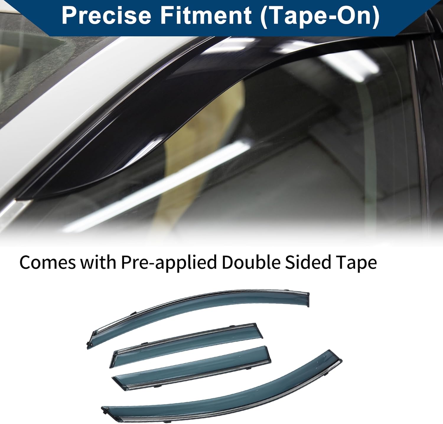 Window Deflectors for Mazda 3 Hatchback 2010-2013 Side Tape-On Rain Guards 1 Set Black