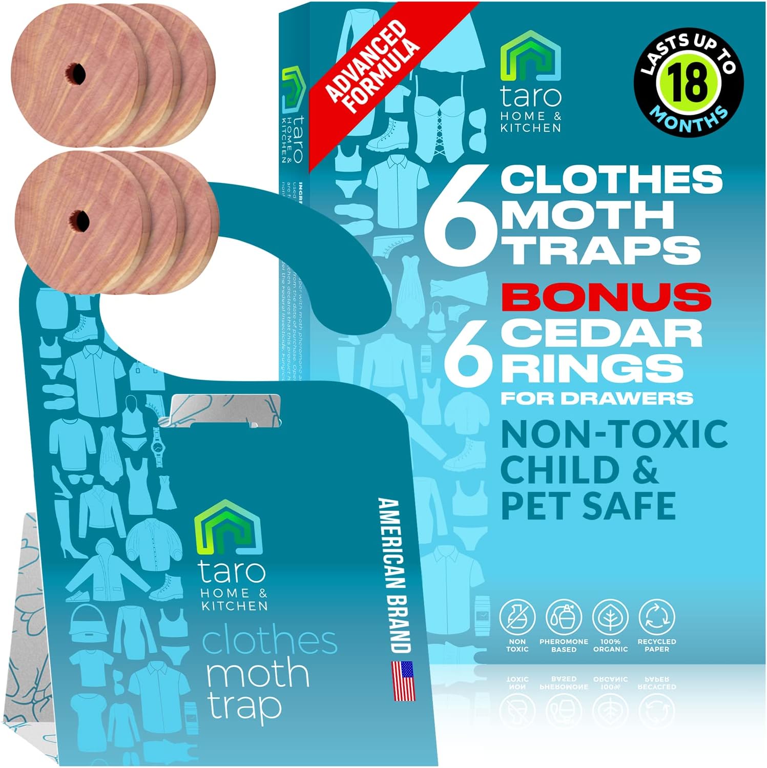 Clothes Moth Traps with Pheromones and Free Cedar Blocks