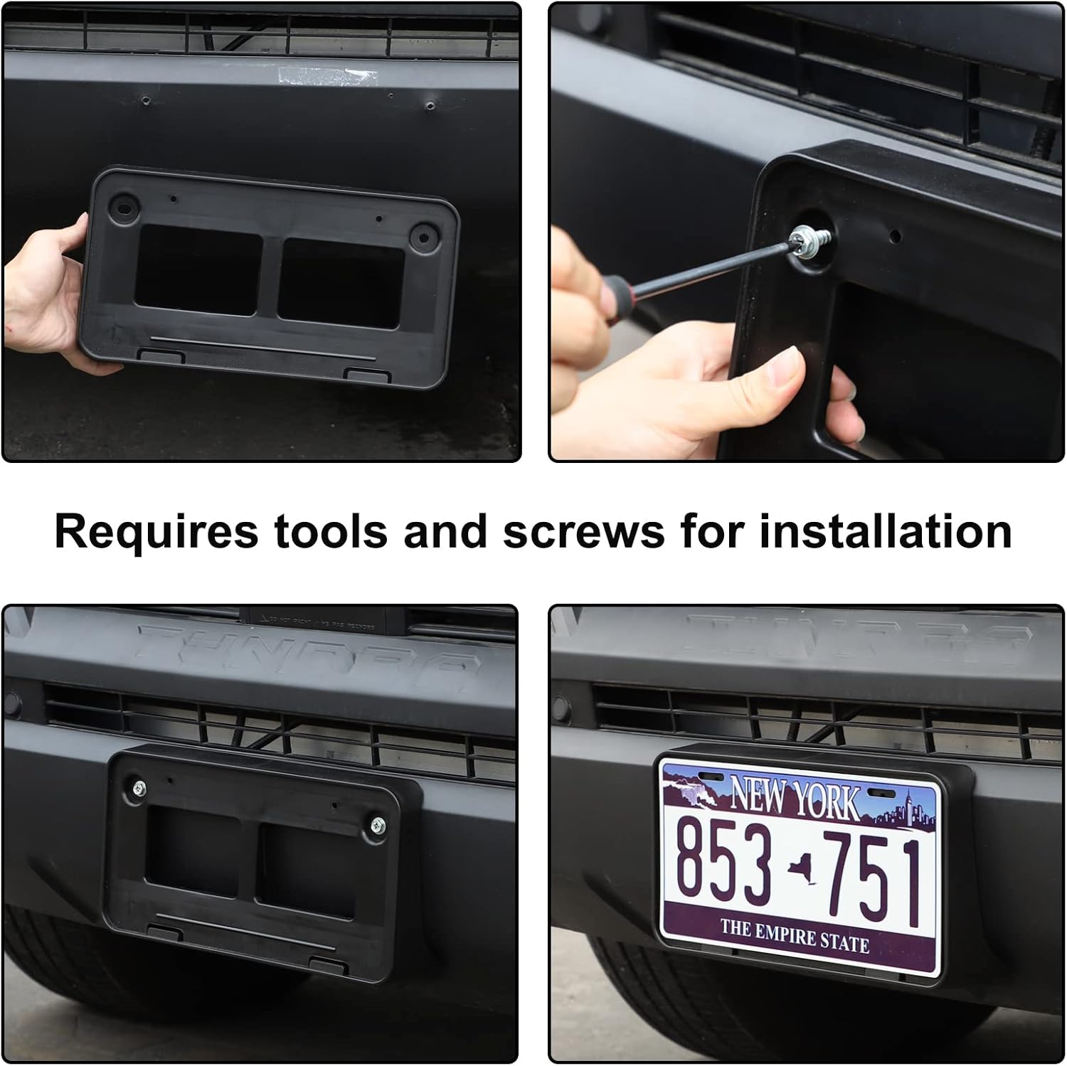 Car Front License Plate Frame Bracket Compatible with Toyota Tundra 2022-2026, Front License Plate Tag Holder Mounting Mount Adapter Bumper Brackets Frame Trim Cover Tag Holder Replacement Accessories