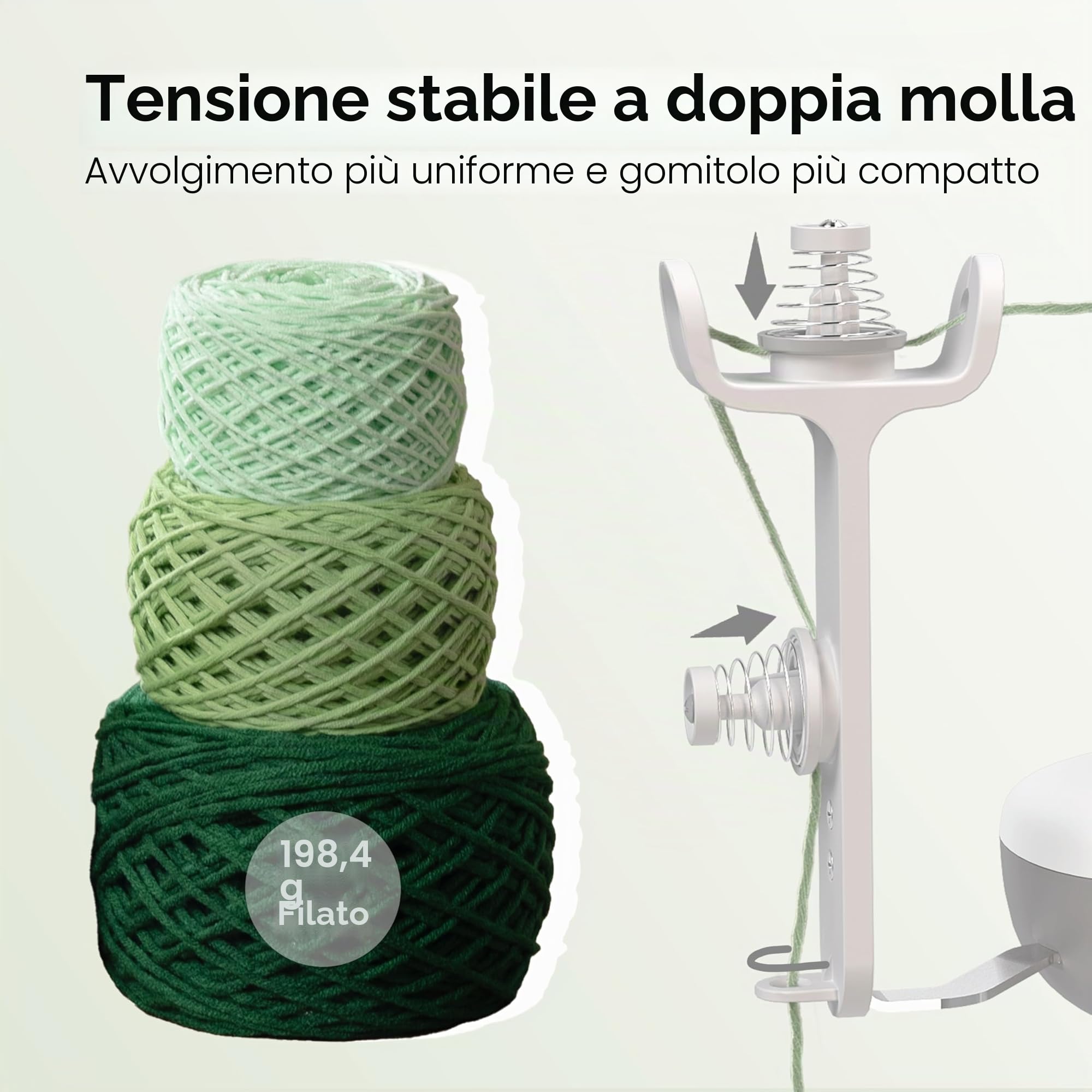 Avvolgitore di filati, avvolgitore elettrico di gomitoli per l'uncinetto, avvolgitore compatto di torte di filati con forte tensione a velocità costante, avvolgitore automatico di lana