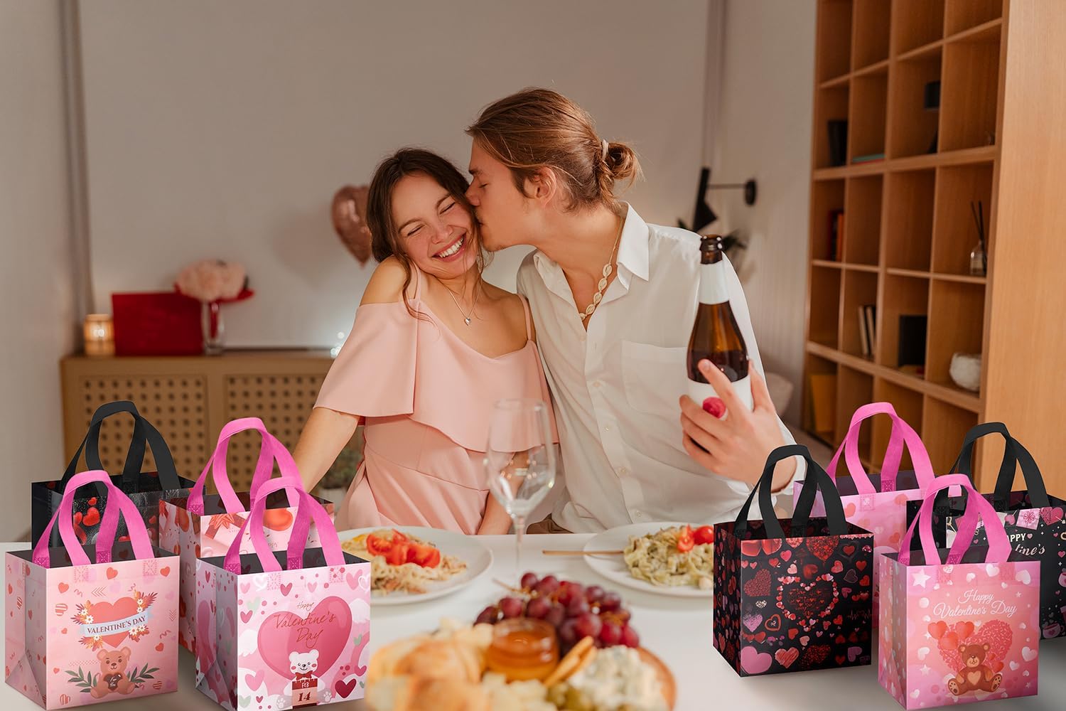 Jaywayang 18Pcs Happy Valentine's Day Reusable Gift Bags, Non-Woven Valentines Tote Bags with Handles for Classroom Gift Exchange, Kids Valentine Party Favor, Gift Wrapping. - Image 4