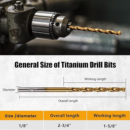 Miniatura 2 de Mulwark M35 - Juego de 15 brocas de cobalto  Juego de brocas Jobber de metal recubierto de nitruro de titanio para acero endurecido, plástico o