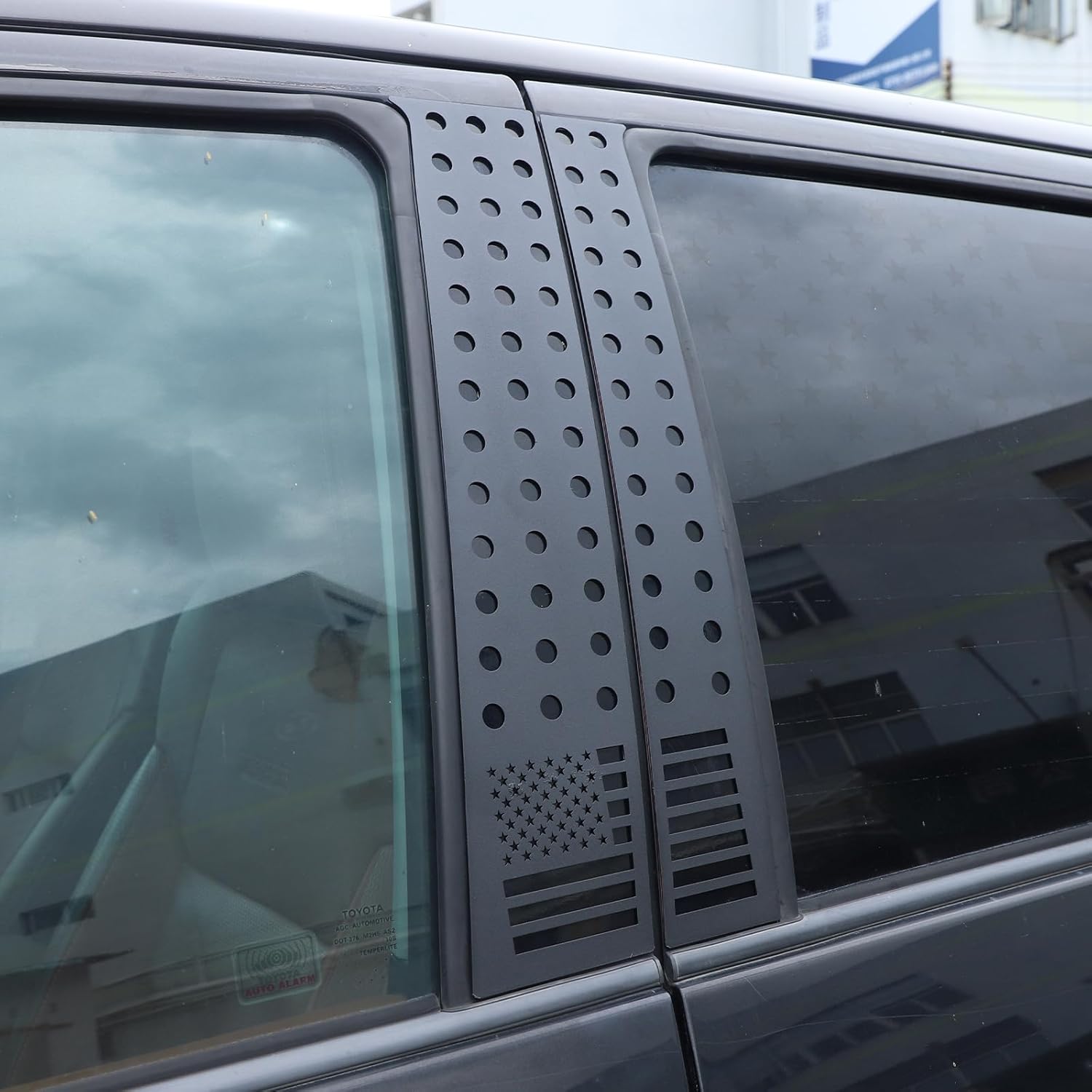 Door Center Pillar Post Cover Trim Set Compatible with Toyota Tundra 2007-2021, Aluminum Alloy Honeycomb Car Decoration Accessories (USA Flag)