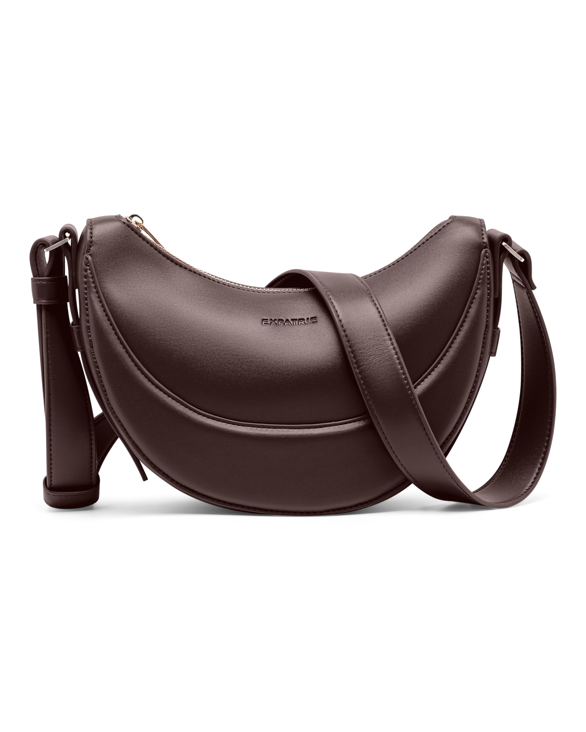 Expatrié Bolso de Hombro Mujer - Livia - Half Moon Bag - Bolso Bandolera con Diseño de Media Luna - Cuero Vegano - Repelente al Agua