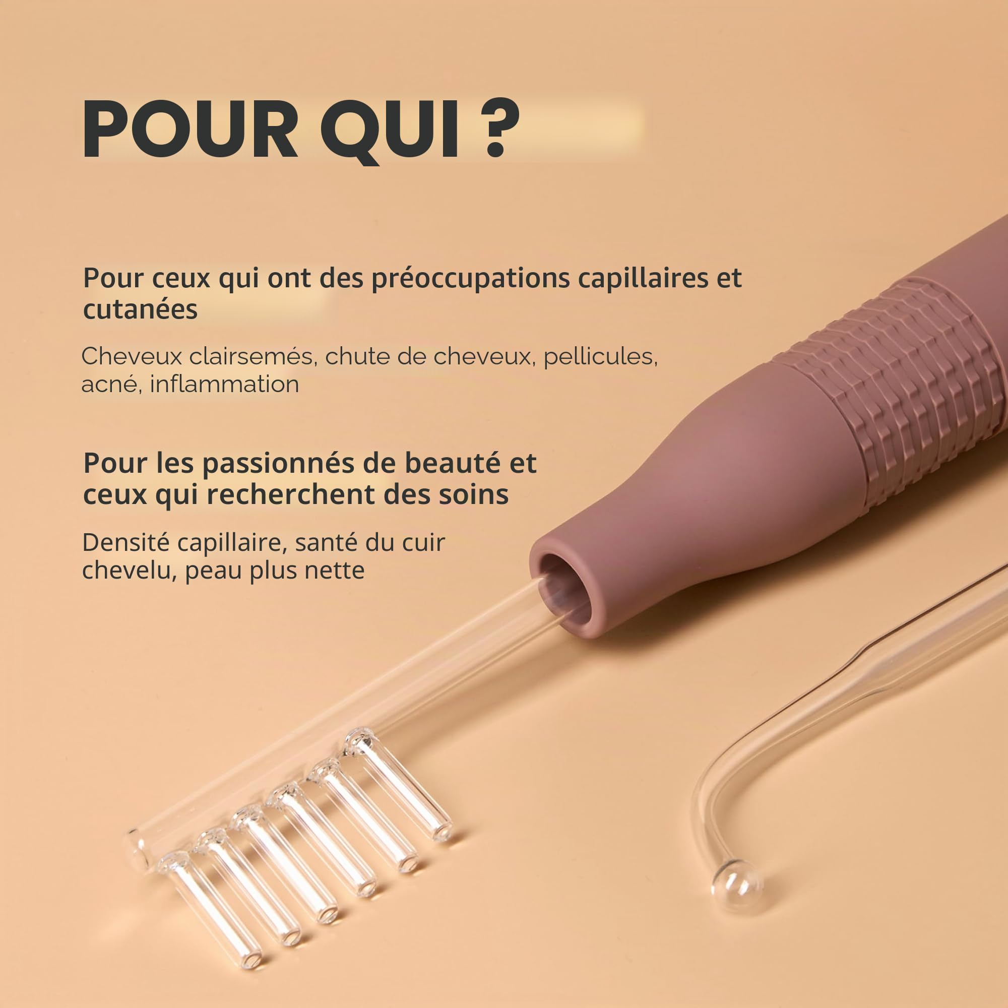 GESS Dars Appareil de Massage Haute Fréquence avec Gaz Argon et Néon, 2 Électrodes pour le Visage et les Cheveux – Barre Haute Fréquence pour le Traitement de l'Acné, Anti-Âge
