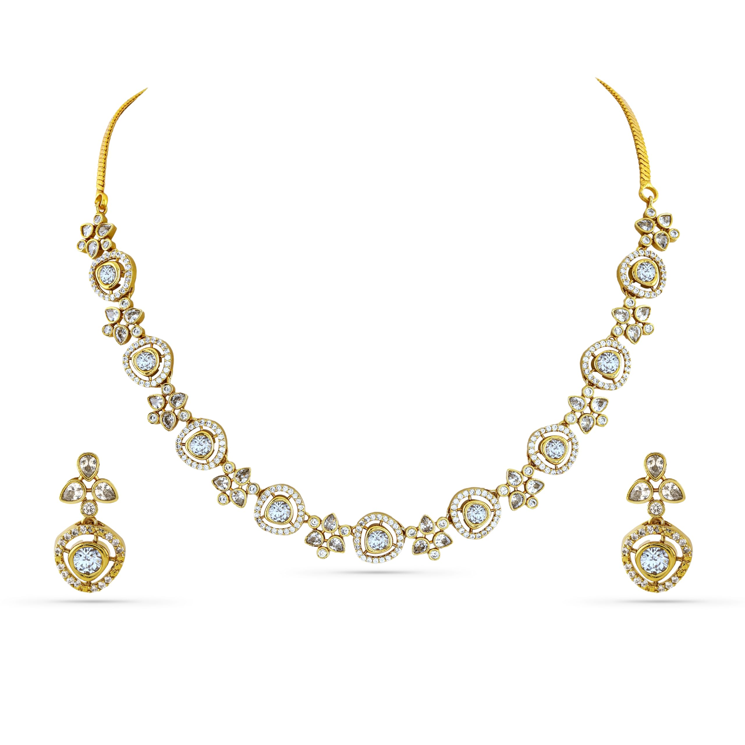 rubans Necklace Set Traditional American Diamond Zirconia Gold Plated Jewellery Gift for Women & Girls-picture-26