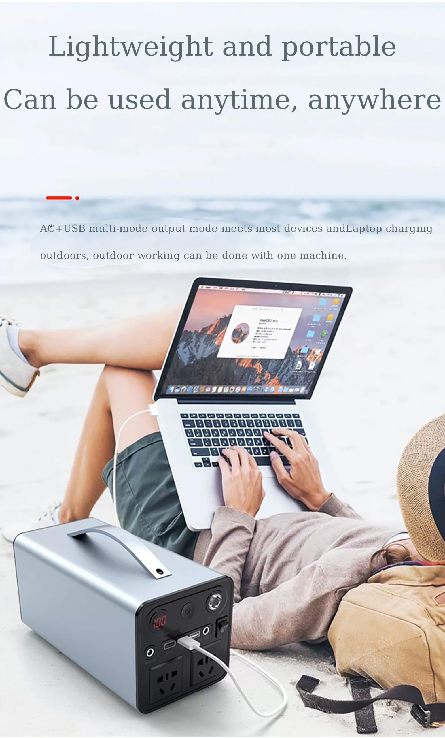 Centrale électrique Portable, Prise Secteur 300 W, générateur à Batterie Lithium 84 000 mAh, générateur Solaire, Alimentation de Secours pour Les Voyages et la Chasse en Plein air.