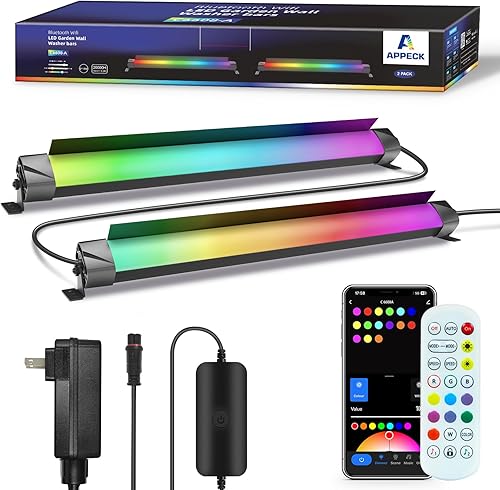 Paquete de 2 barras de luz para lavadora de pared, luz de lavado de escenario RGBCW de 30 W, impermeable IP67 y 16 millones de colores y