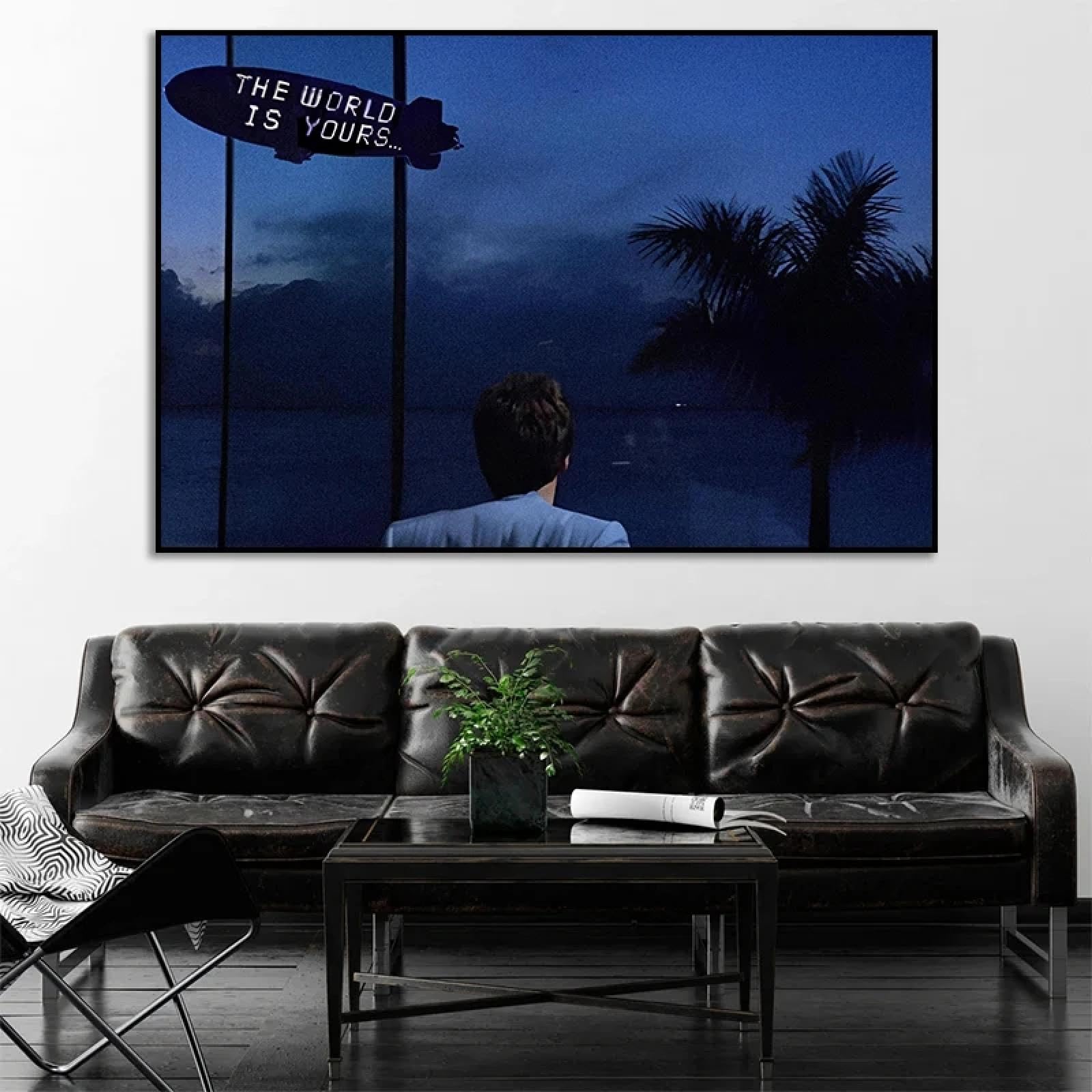 MAIMANG Poster motivazionale, poster famosi, The World Is Yours, scena del film, ufficio, arte, dipinto su tela, stampa murale, immagine decorativa, 80x120 cm, senza cornice