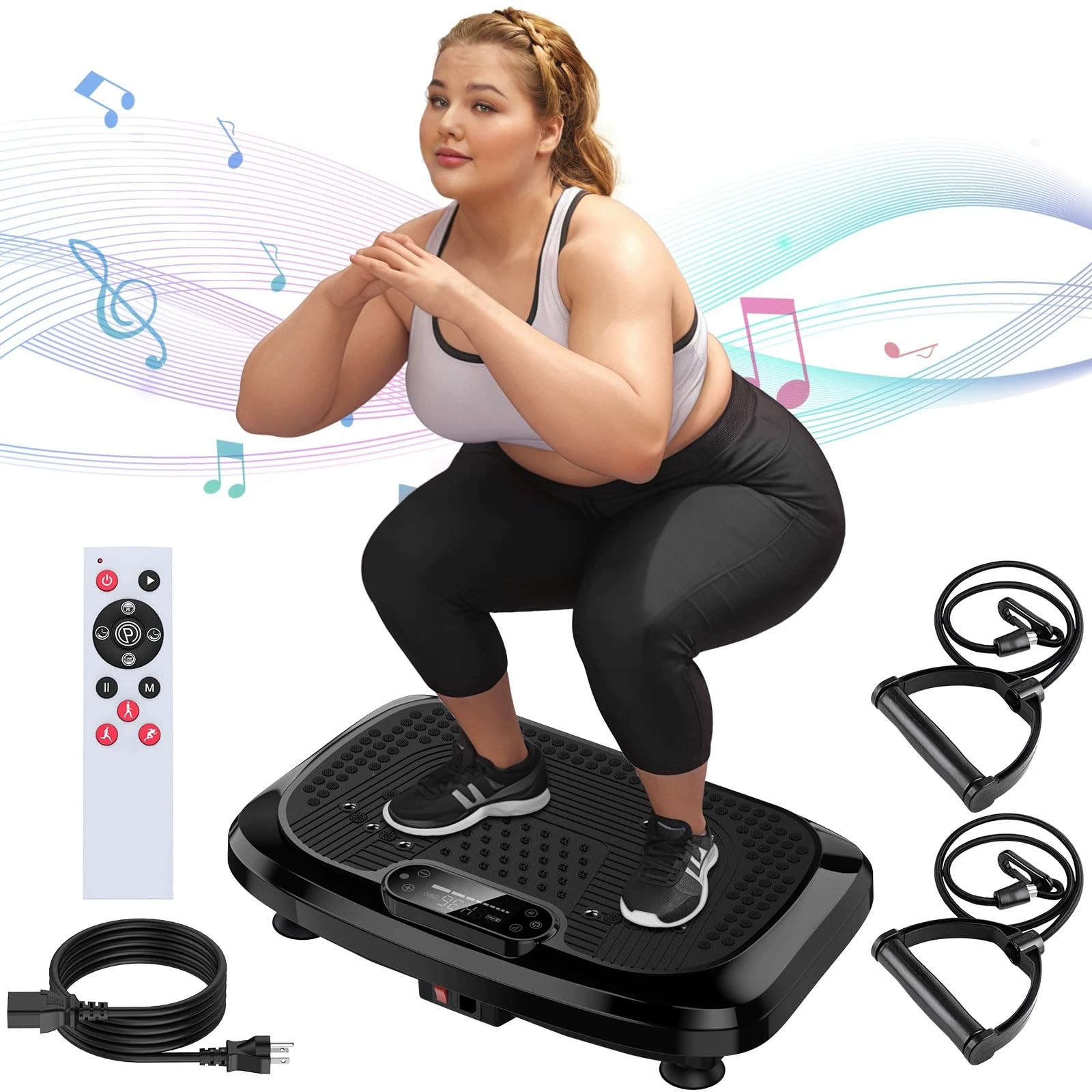 Vibration Plate Exercise Machine for Lymphatic Drainage Weight Loss, Power Waver Vibration Plate 450Lbs Capacity Full Whole Body Workout Vibration Platform,Waver Vibration Plate