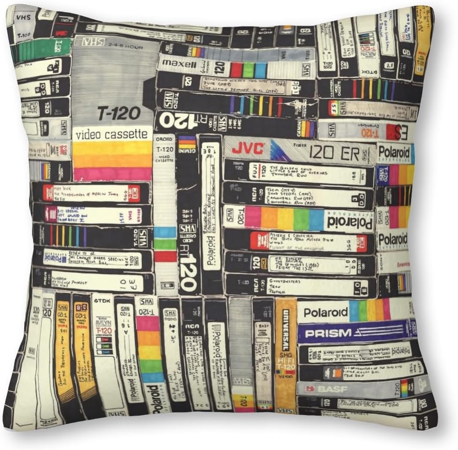 VHS Throw Pillow Covers Sofa Pillowcase Car Square Throw Pillowcases Home Decoration,18" x 18"