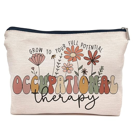 IWXYI Boho Therapist Occupational Therapy Makeup Bag,Occupational Therapist Make up Bag,Occupational Therapy Gifts,Therapist Gifts,Ot Gifts,Gifts For Occupational Therapy (white1)