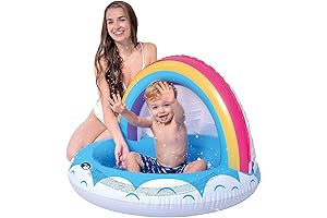 Inflatable Mini Rainbow Pool Tent : 37'' X 26'' Waterproof Sun Tent for Kids