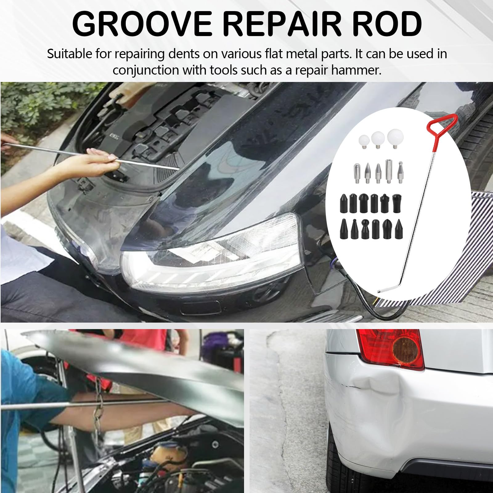 Kit de Eliminación de Abolladuras, Dent Repair Kit Herramientas con Cabezal de Punzón Herramientas de Reparación de Abolladuras sin Pintura
