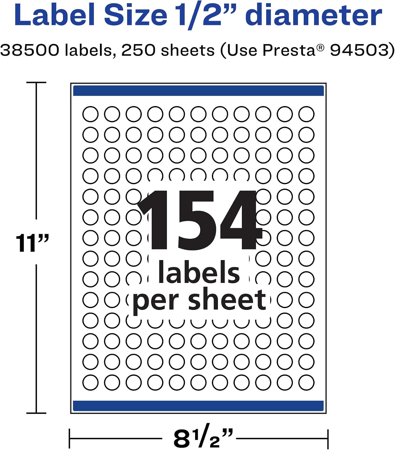 Avery Matte White Round Labels, Sure Feed Technology, 1/2" Diameter, 38,500 Matte White Printable Labels