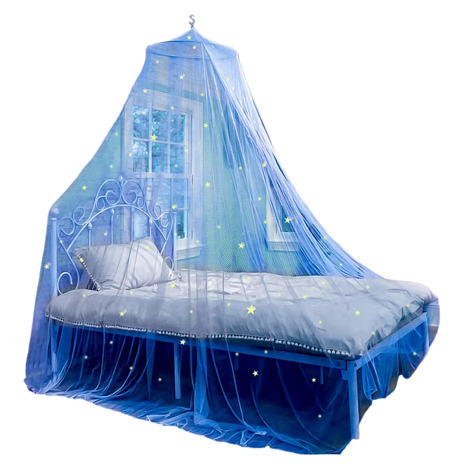 Bed Canopy Princess Bed Curtain Net Fluorescent Stars Design Round Dome Bed Curtains Princess Bed Canopy Bed Canopy