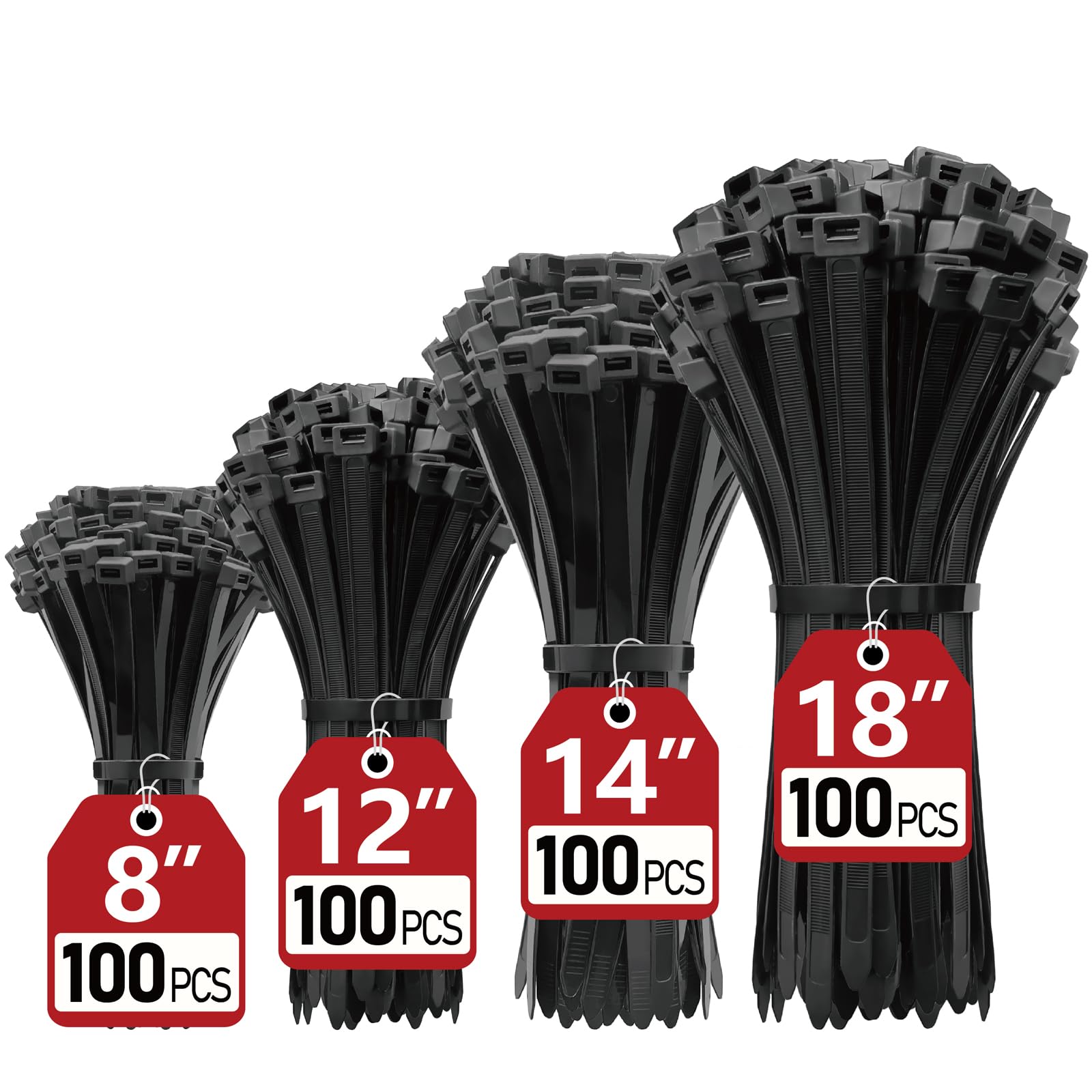 Paloka Zip Ties Assorted Sizes 400 Pack
