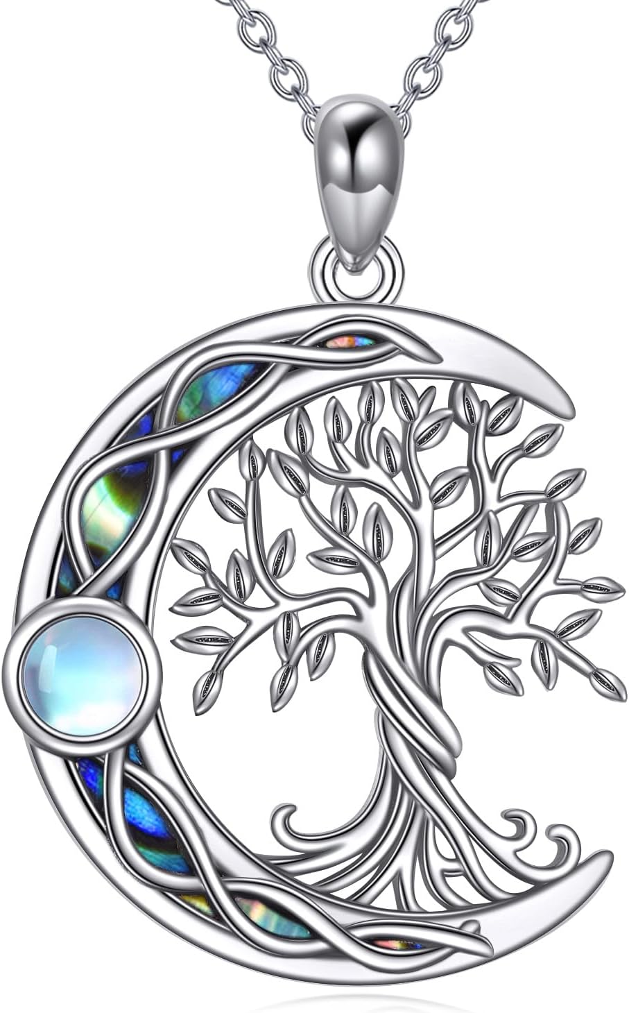 YAFEINI Tree of Life Necklace 925 Sterling Silver Abalone Shell Celtic Knot Pendant Necklace for Women Jewelry