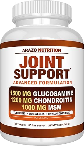 Miniatura 9 de Arazo Nutrition Glucosamina Condroitina Cúrcuma Msm Boswellia - Suplemento de apoyo articular para aliviar 120 cápsulas para huesos, espalda,
