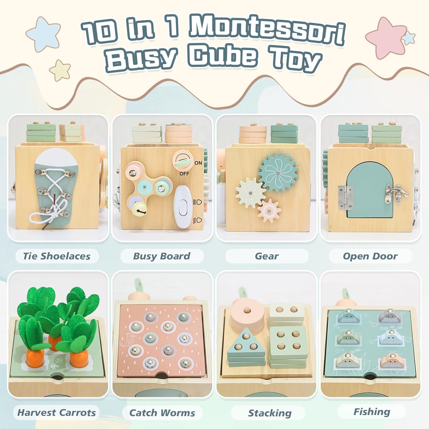 AECHO Giochi Montessori 1 2 3 Anno, Giocattoli Bambino 1 Anno, Giochi Legno Bambini 1 Anno, Regali di Compleanno Natale Pasqua per Bambina Bambino 1-4 Anni