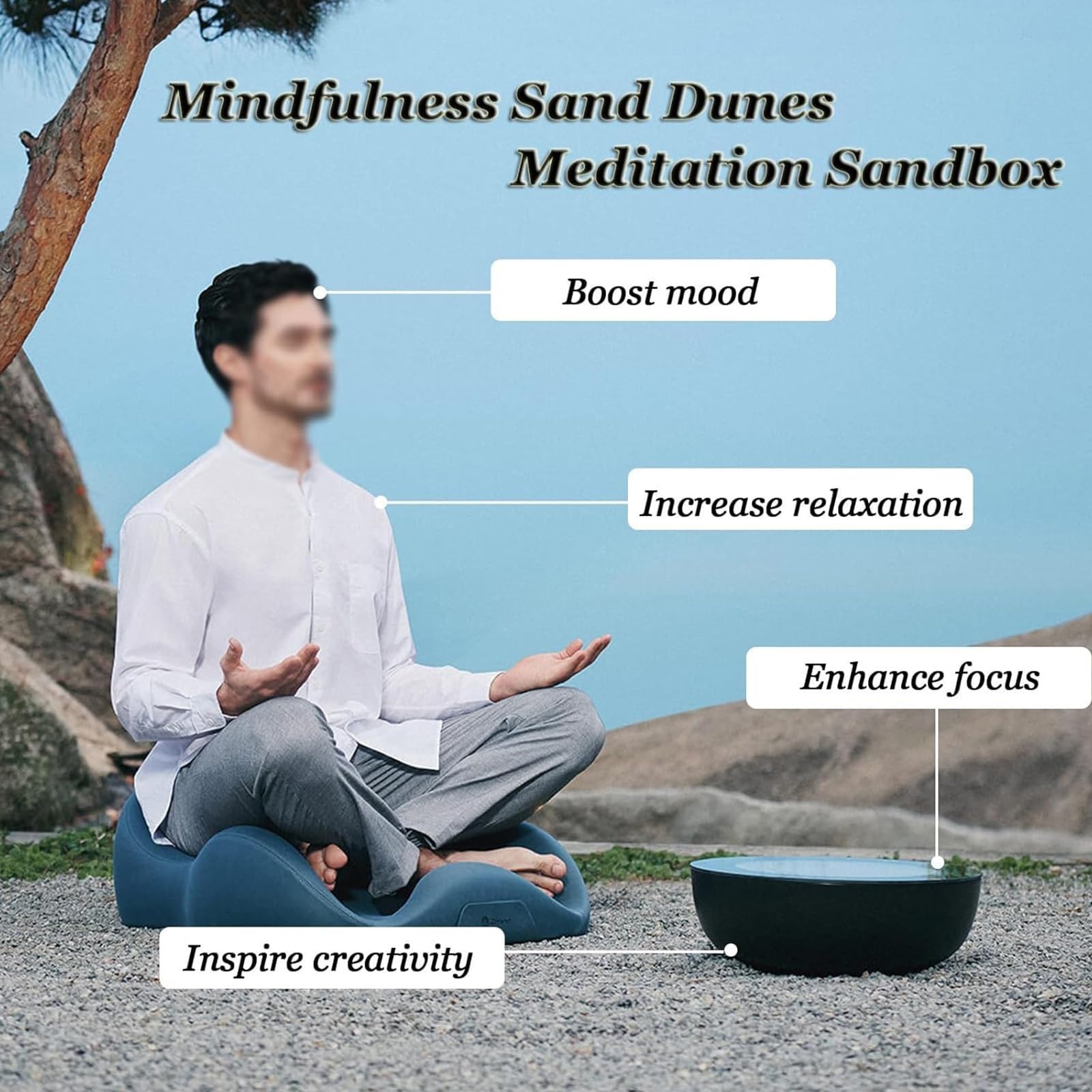 Tavolo di sabbia per meditazione zen con arte della sabbia mobile magnetica, LED a 7 colori, 19 modelli, controllo app, arte in movimento 3D per casa e ufficio, accessori per meditazione