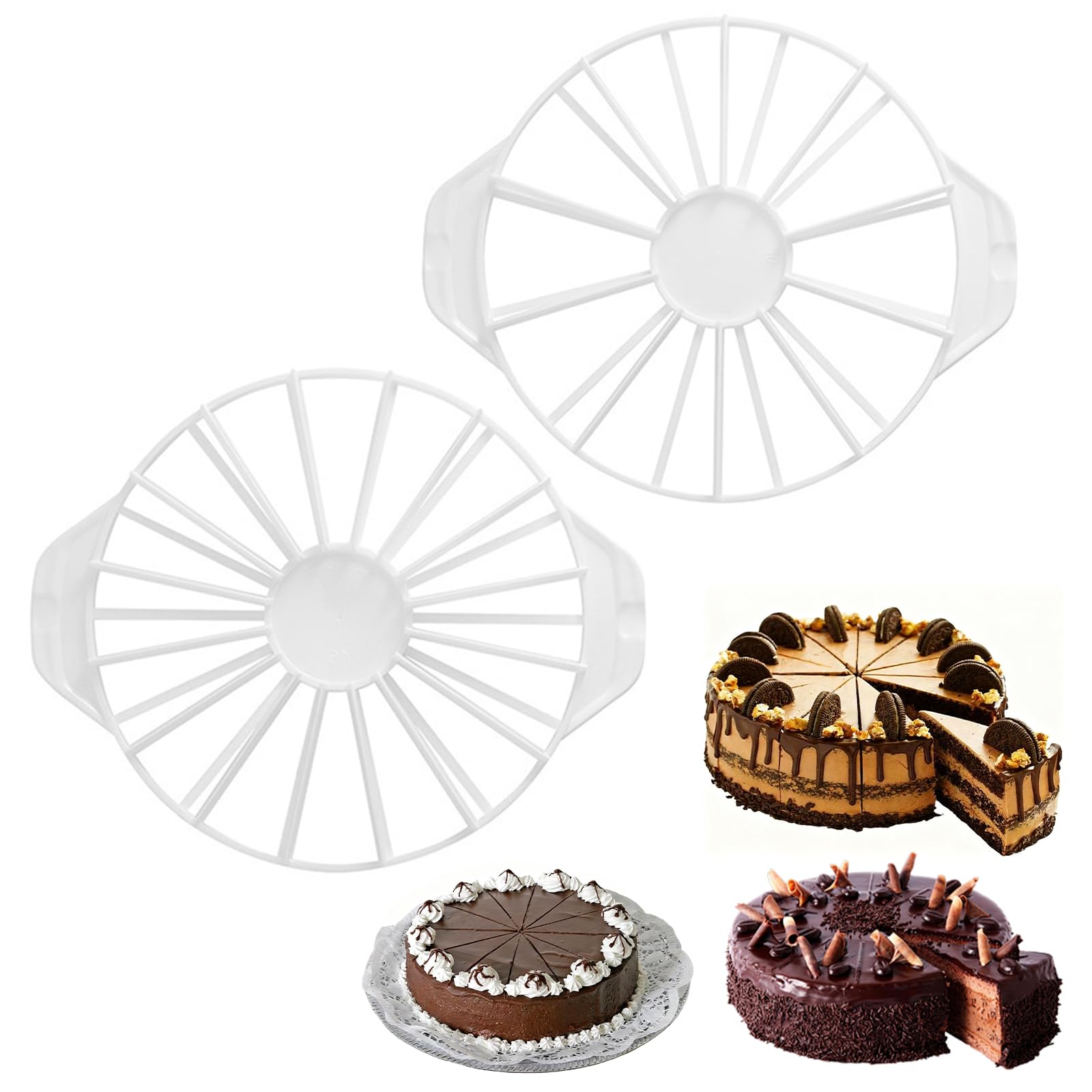 Foonary Séparateur à gâteau en 2 parties pour découper 10-16 parts, coupe-gâteau en plastique réutilisable