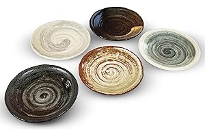 5.9 inches Serving Plates Set of 5, Rough Cut Shape Pottery