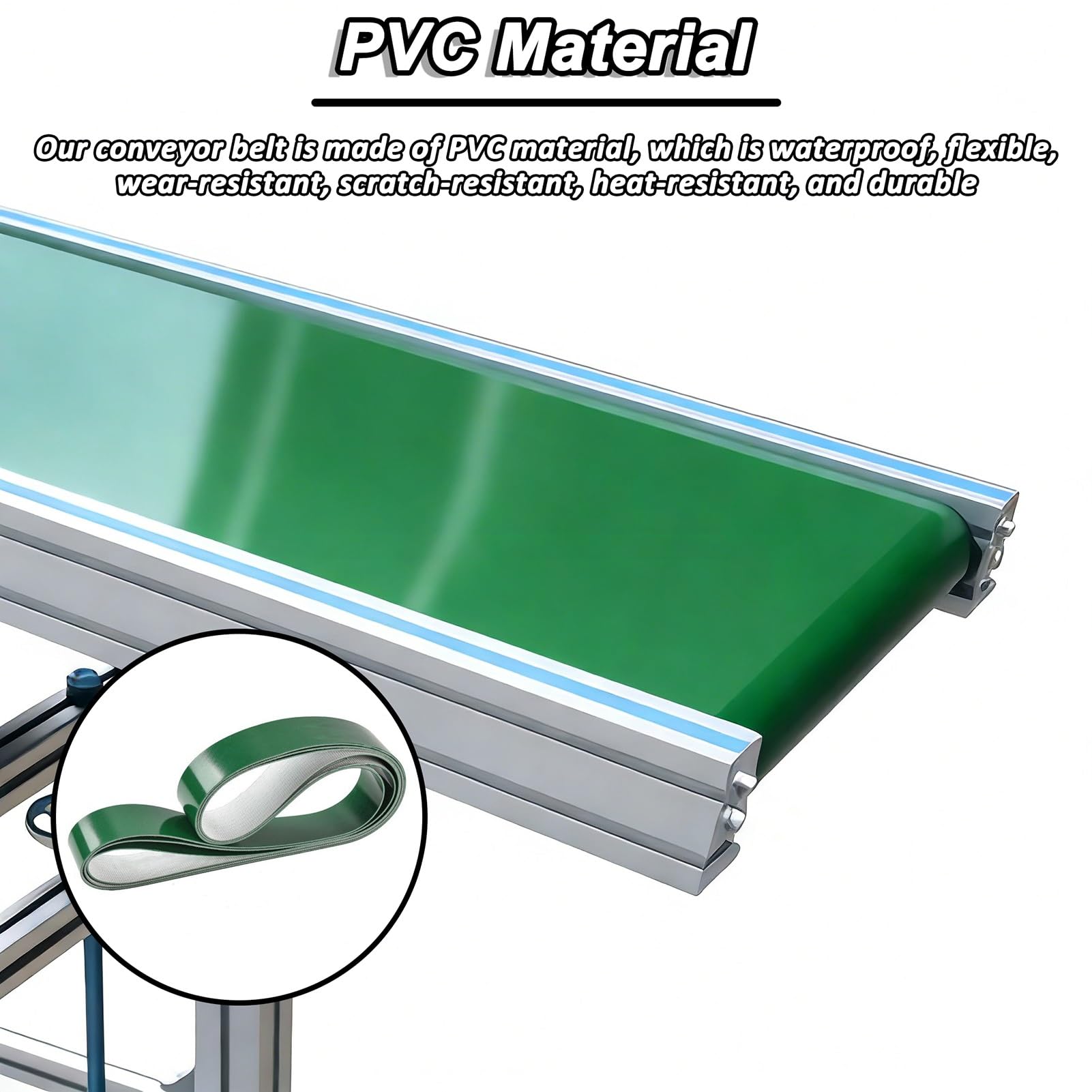 Nastro trasportatore in PVC spesso m 100500 cm di ricambio per tamburo di trasmissione resistente all'usura per linea di prodotti Ope rotolo di lamiera piatta nero (40 x 150 cm)