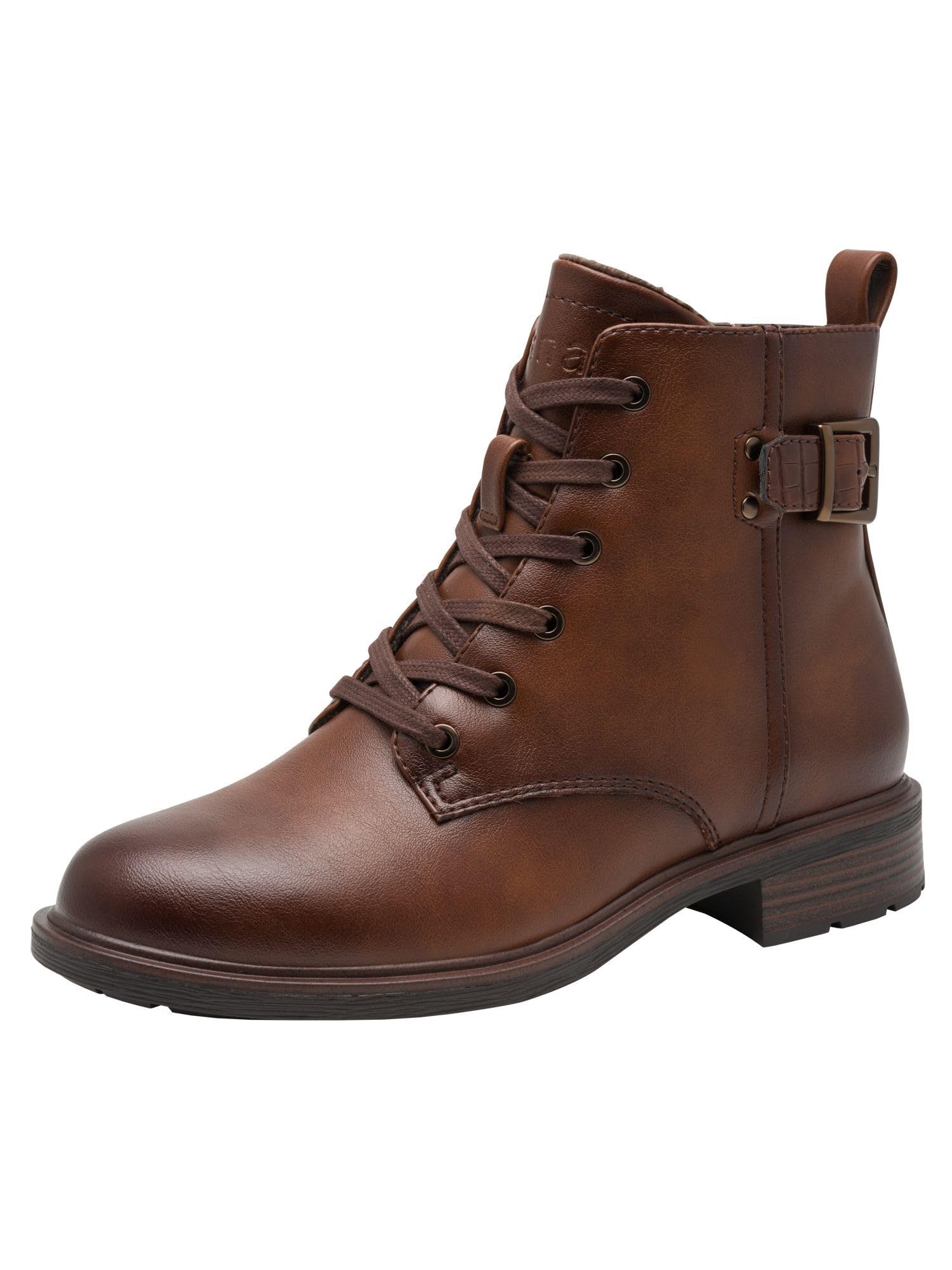 Jana Women’s Ankle Boots with Buckle Vegan, Cognac, 5 UK
