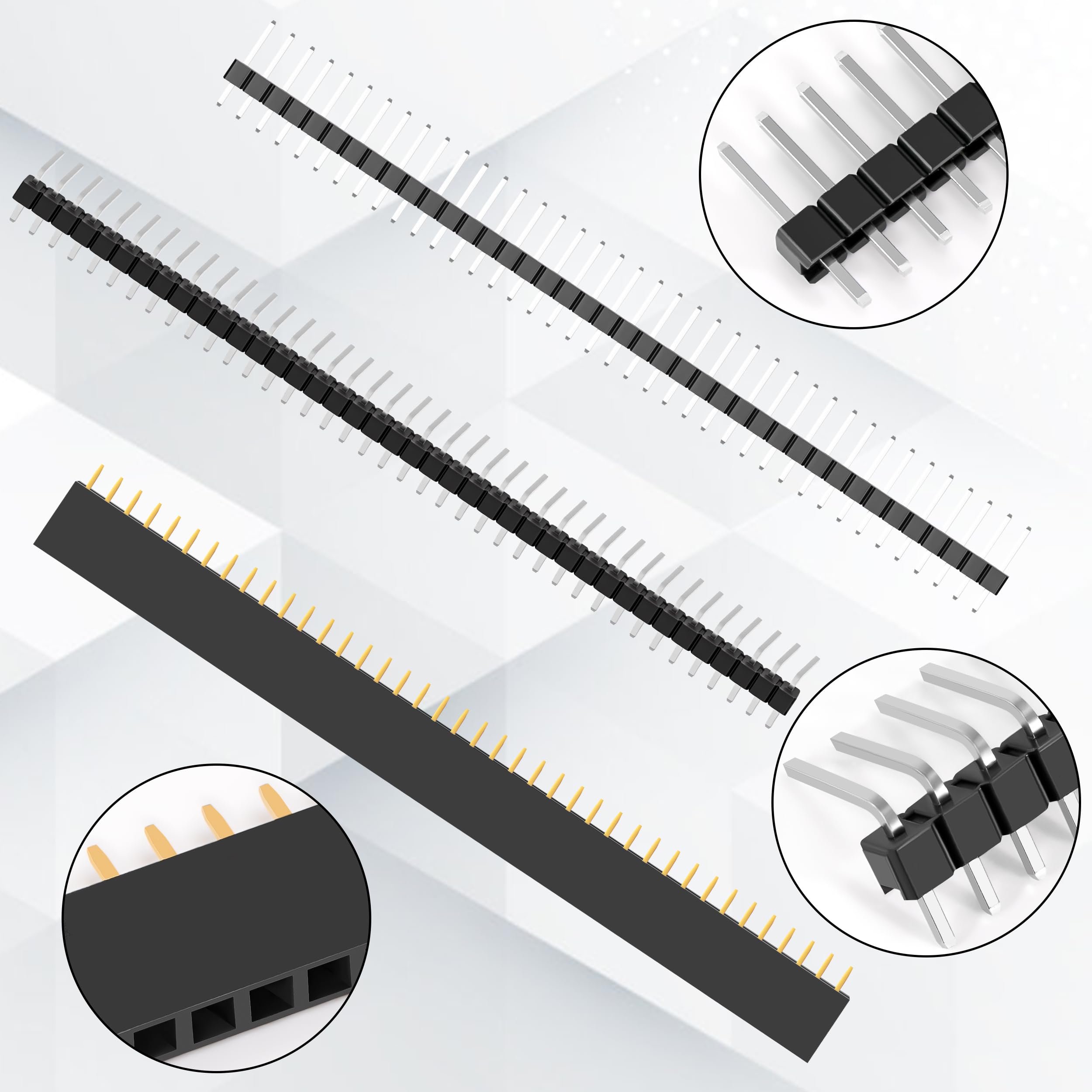 Connecteurs Header 2.54mm - 40 Broches Mâle/Femelle - Pour Arduino, Raspberry Pi Et Prototypage PCB