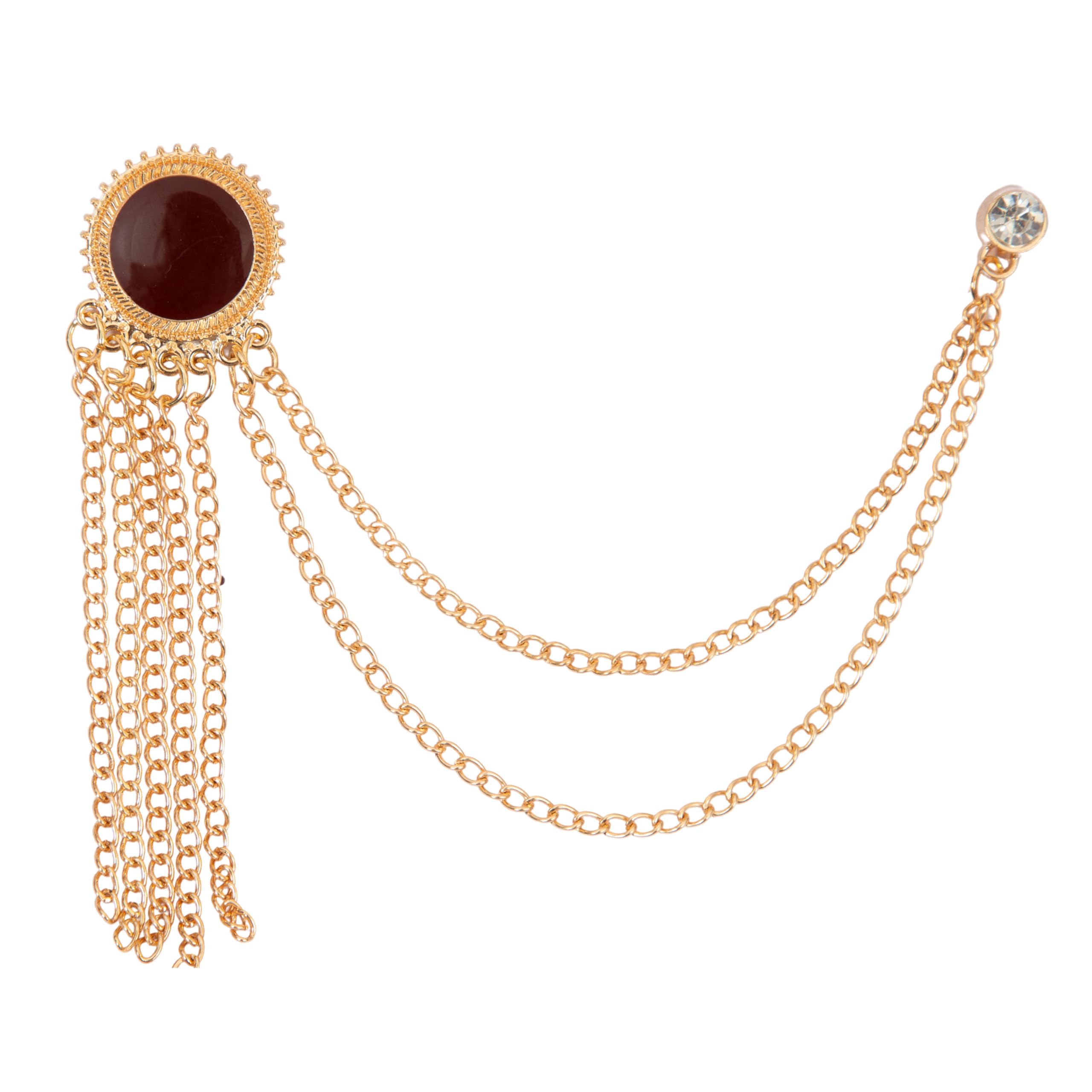 Men's Sun Shape Golden Chain Brooch-image-18