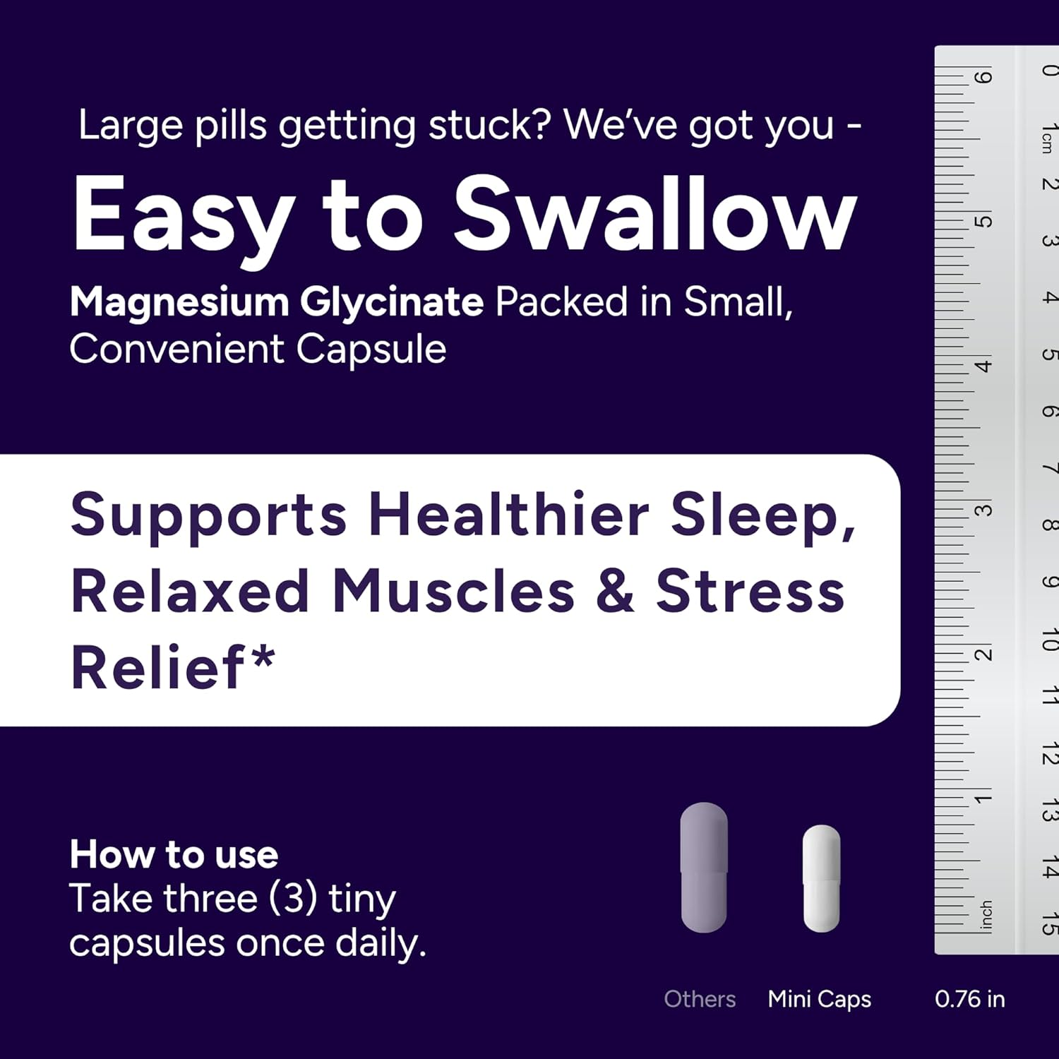 Magnesium Glycinate Small Capsules – Easy-to-Swallow Small Pills | TRAACS® Chelated Magnesium Bisglycinate | High Absorption for Sleep, Muscle & Heart Support – 90 Mini Caps