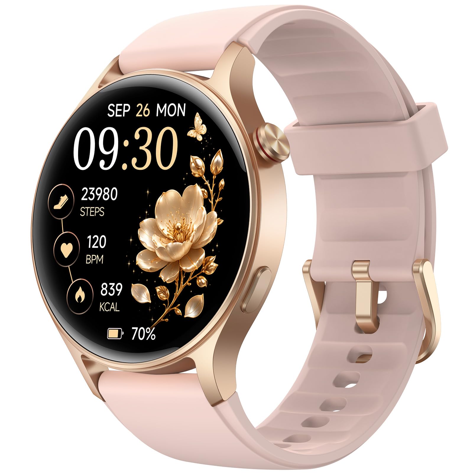 Fitpolo Smart Watch for Women, 1.32” AMOLED Stainless Steel Fitness Tracker