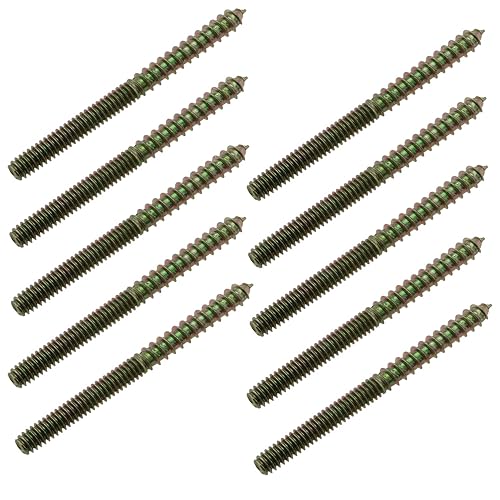 LUORNG Pernos de doble cabeza de 14 x 3 "Pernos de suspensión de tornillo autorroscantes para muebles, acero al carbono chapado en zinc de color, 10