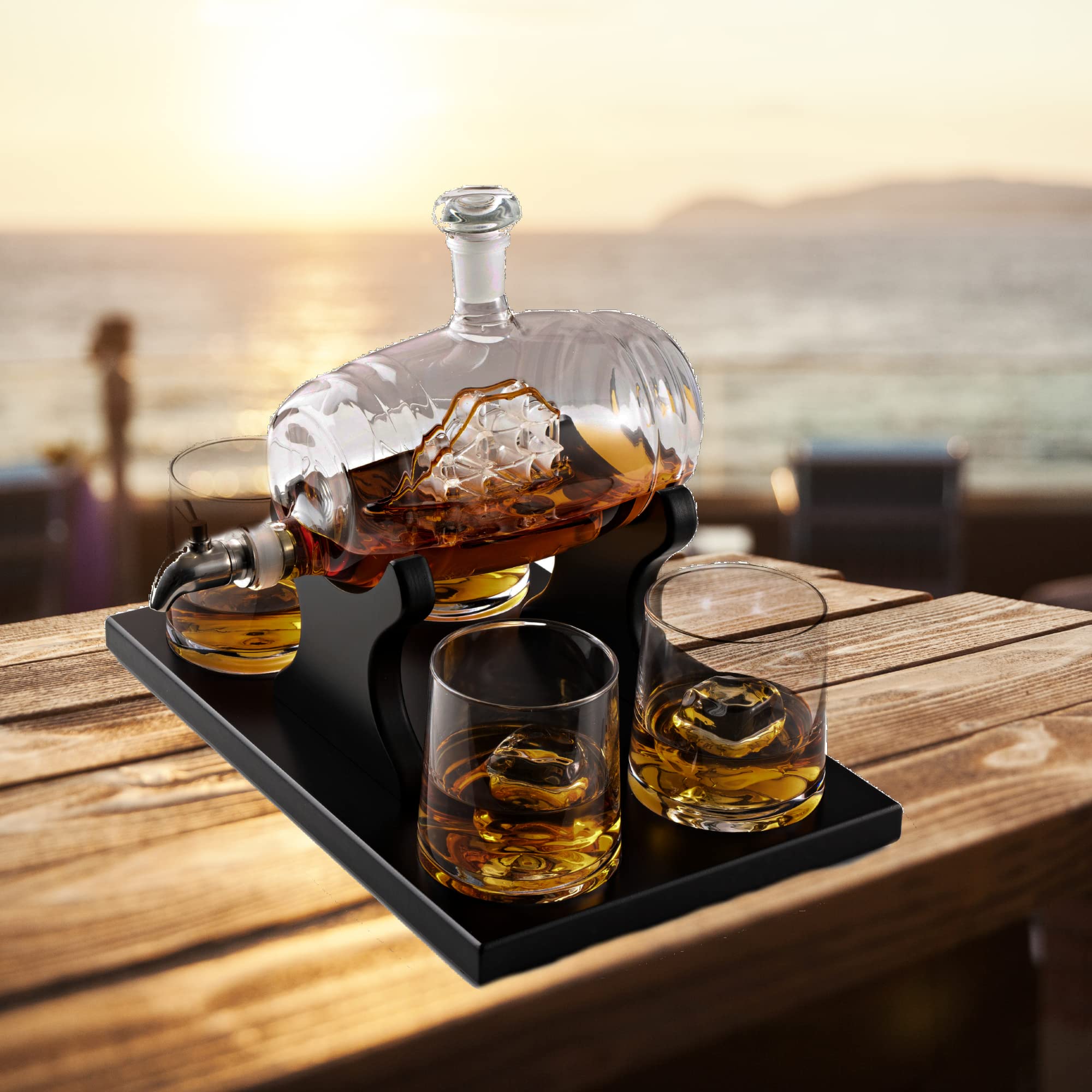 Buy Whiskey Decanter Barrel Gift Set Liquor Dispenser Whiskey Gifts