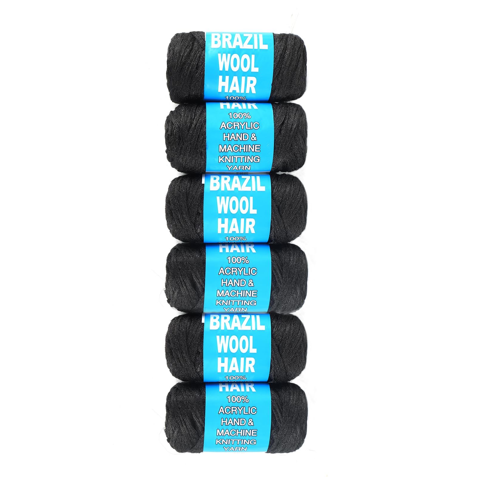 Ainimiu 6 Roll Dark Brown Brazilian Wool Hair for Braiding Hair Acrylic Yarn Crochet Box Braids Senegalese Twist Jumbo Braids Faux Locs Crochet Hair for Women Synthetic Braiding Hair Extensions