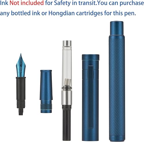 Miniatura 151 de Hongdian Black Forest - Pluma estilográfica de punta media, diseño clásico con convertidor y estuche de metal Negro -,Azul,Latón,Fibra de