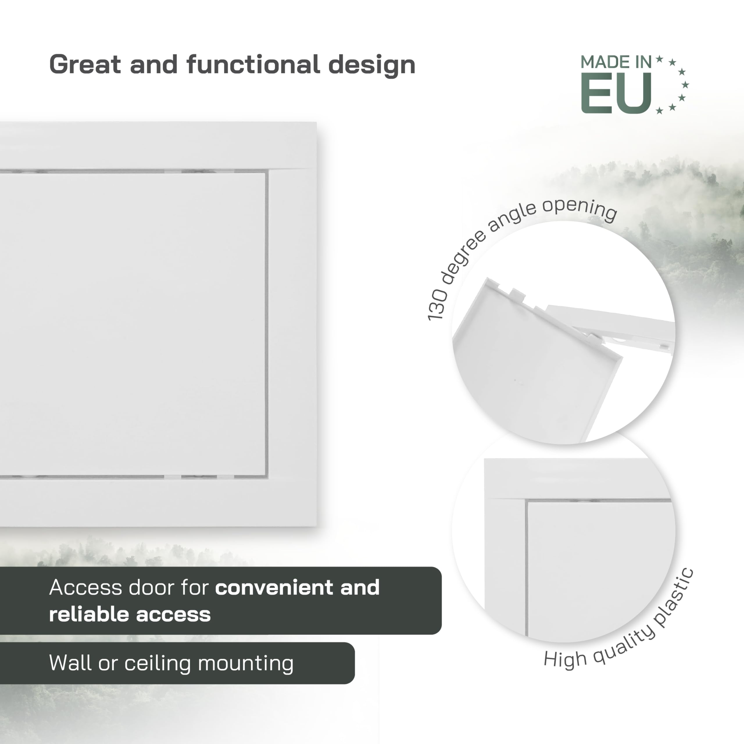 Vent Systems 6" x 6" Inch / 150 x 150 mm White Plastic Plumbing Access Panel - Image 3