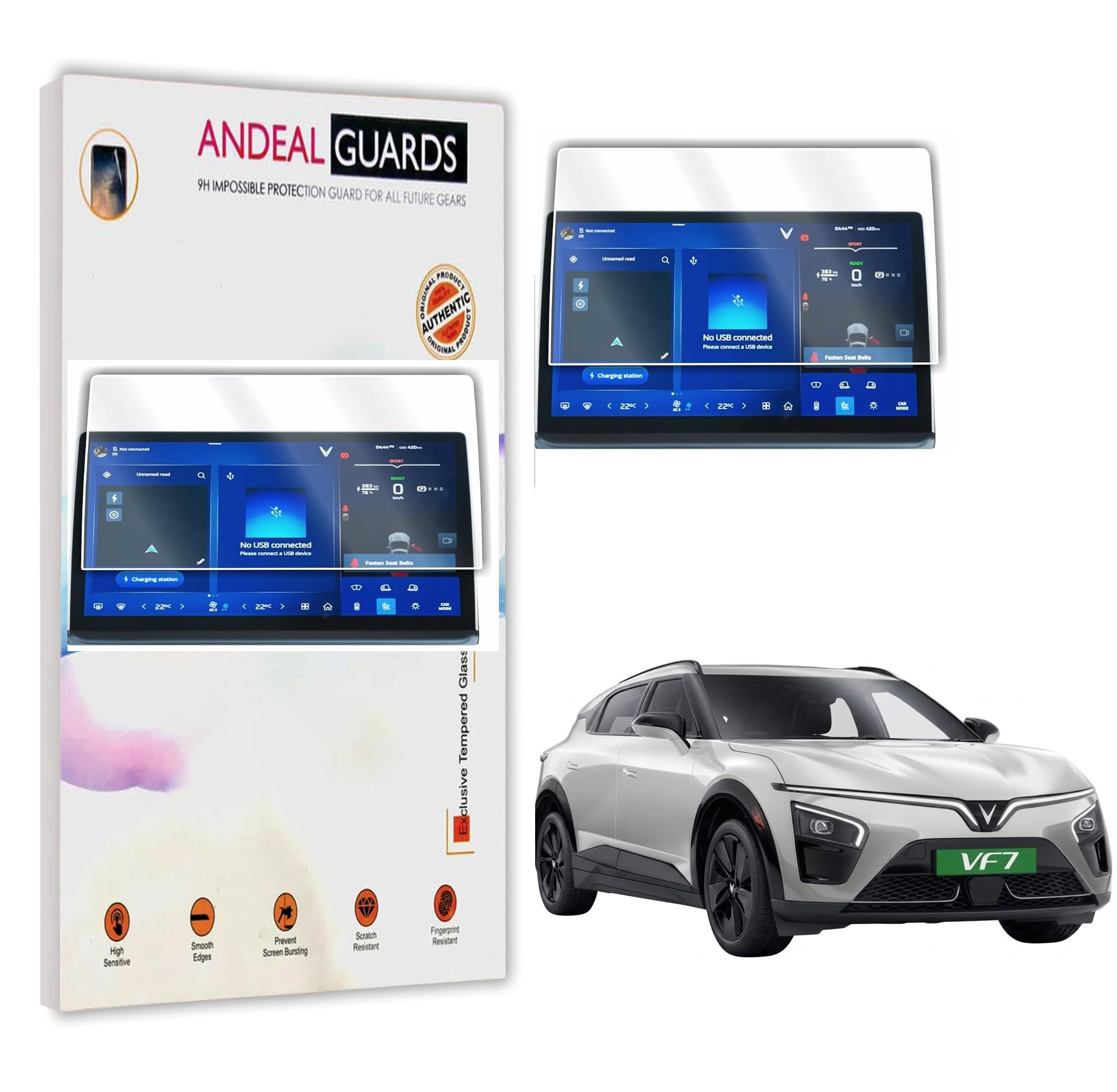 andeal [gloss+matte] touch screen protector for vinfast 2026- vf6 & vf7 2026 | 12.3 inch infotainment protector [pack of 2]