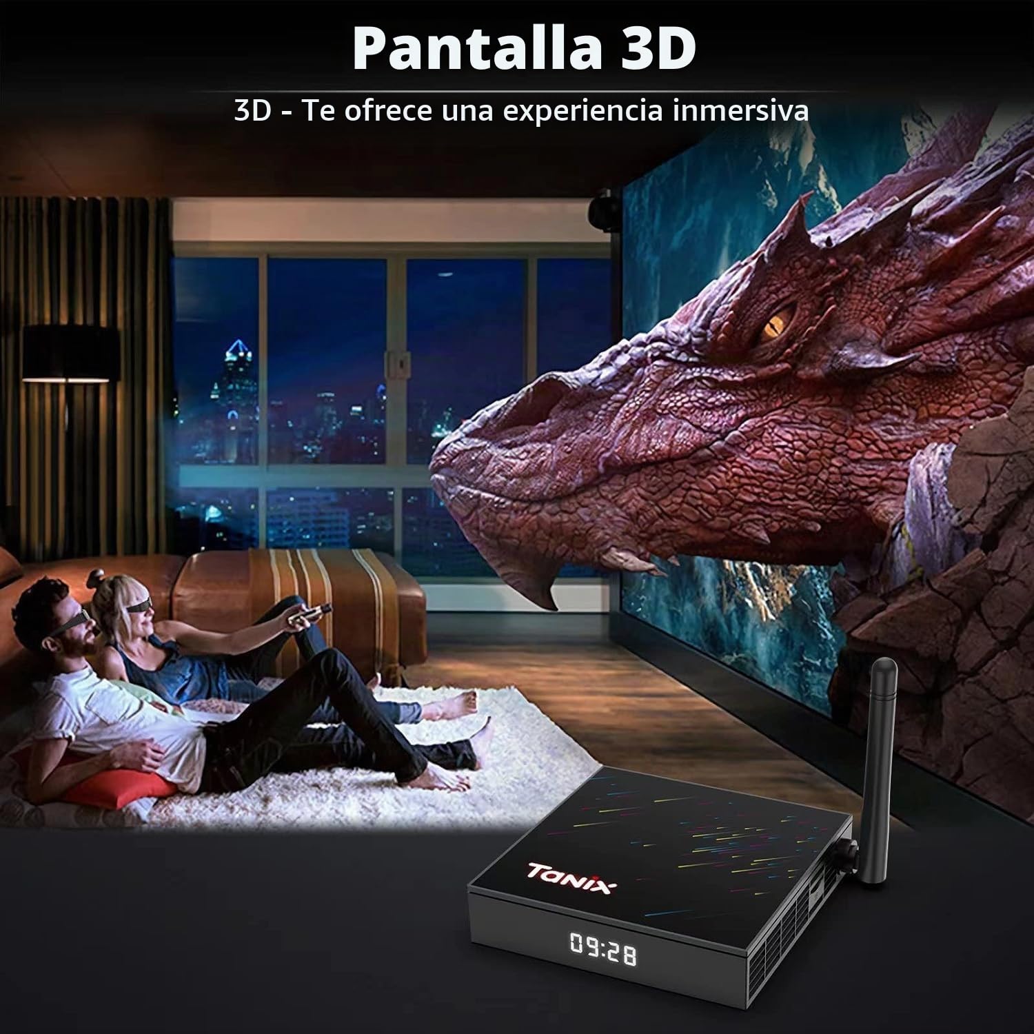 Android 10.0 TV Box, 2GB RAM 16GB ROM H6 Quad Core Soporte 3D 6K Ultra HD H.265 WiFi 2.4 GHz Ethernet Smart TV Box